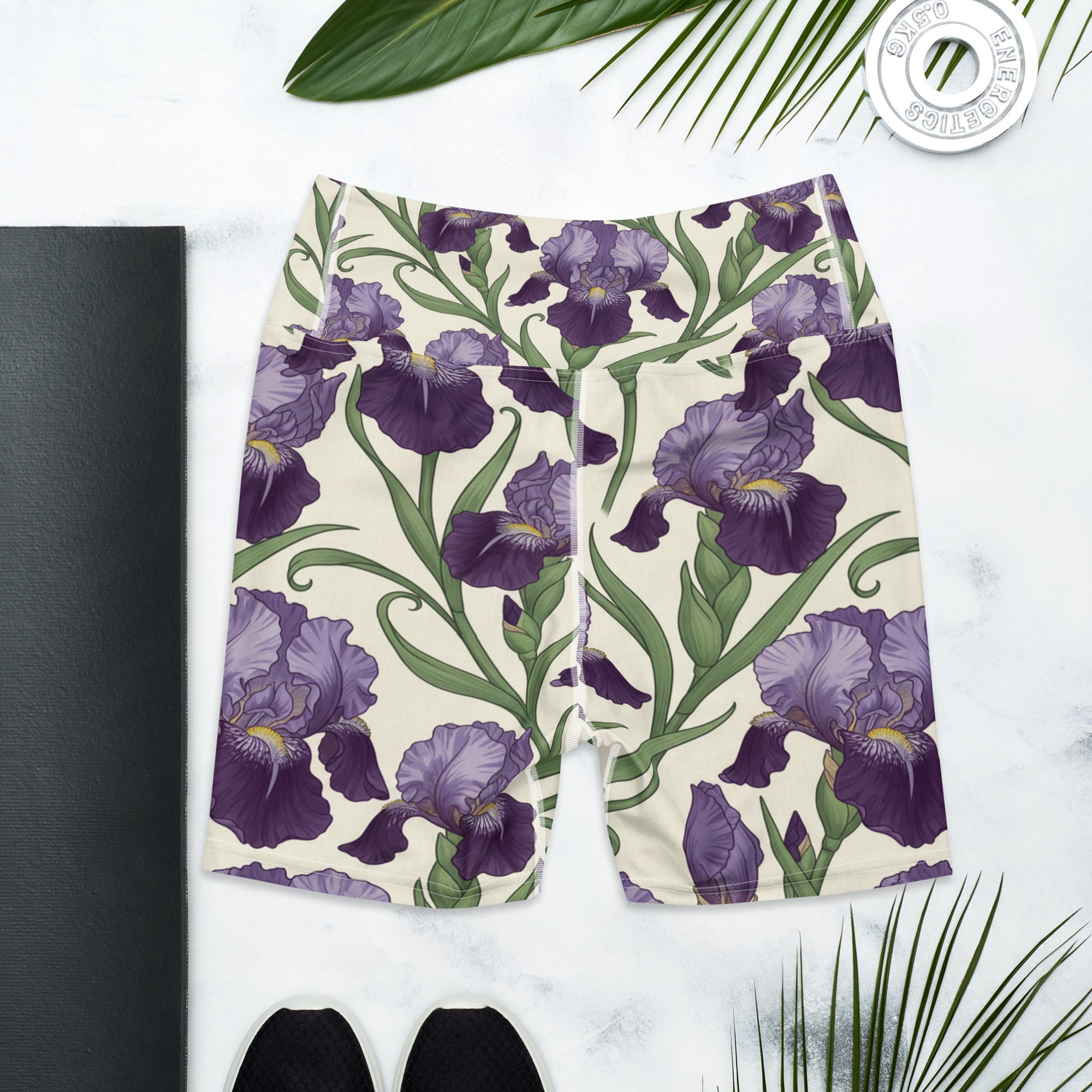 Art Nouveau Iris Yoga Shorts | GearBunch