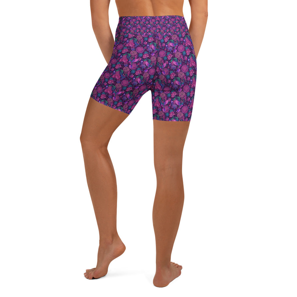 Hummingbird Divination Art Yoga Shorts | GearBunch