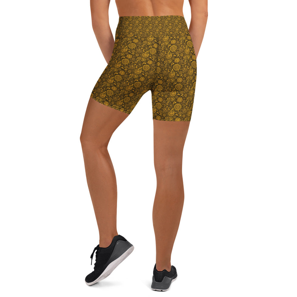 Gustav Klimt Floral Yoga Shorts | GearBunch