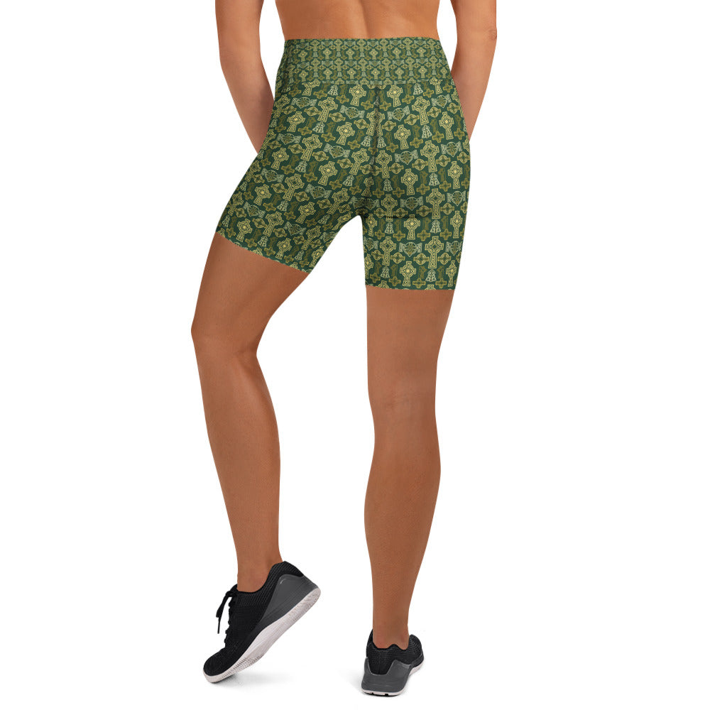 Celtic Cross Knotwork Yoga Shorts | GearBunch
