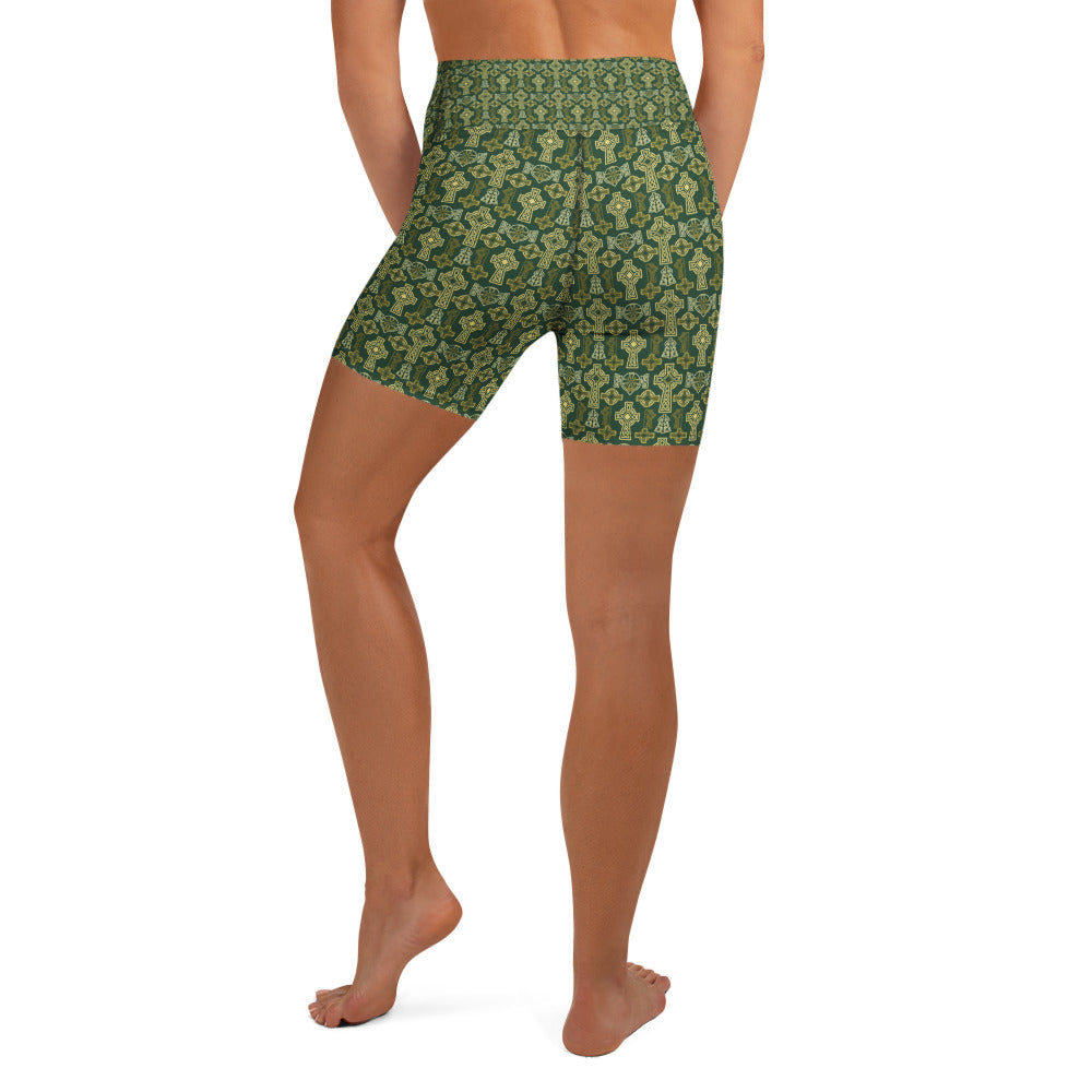 Celtic Cross Knotwork Yoga Shorts | GearBunch