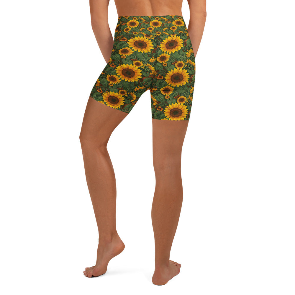 Sunflower Cross Yoga Shorts | GearBunch