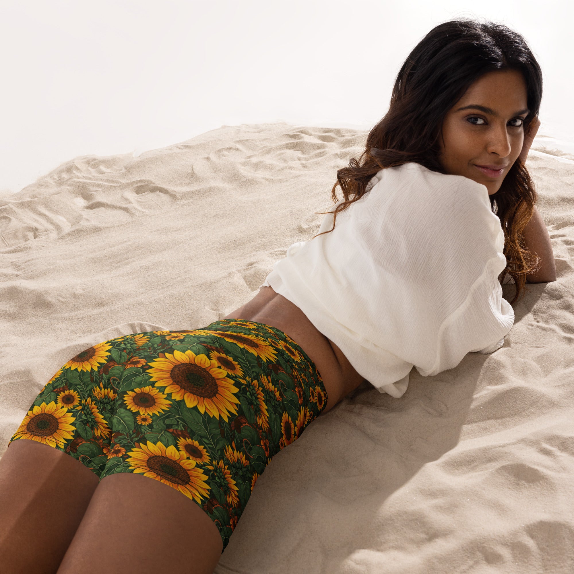 Sunflower Cross Yoga Shorts | GearBunch