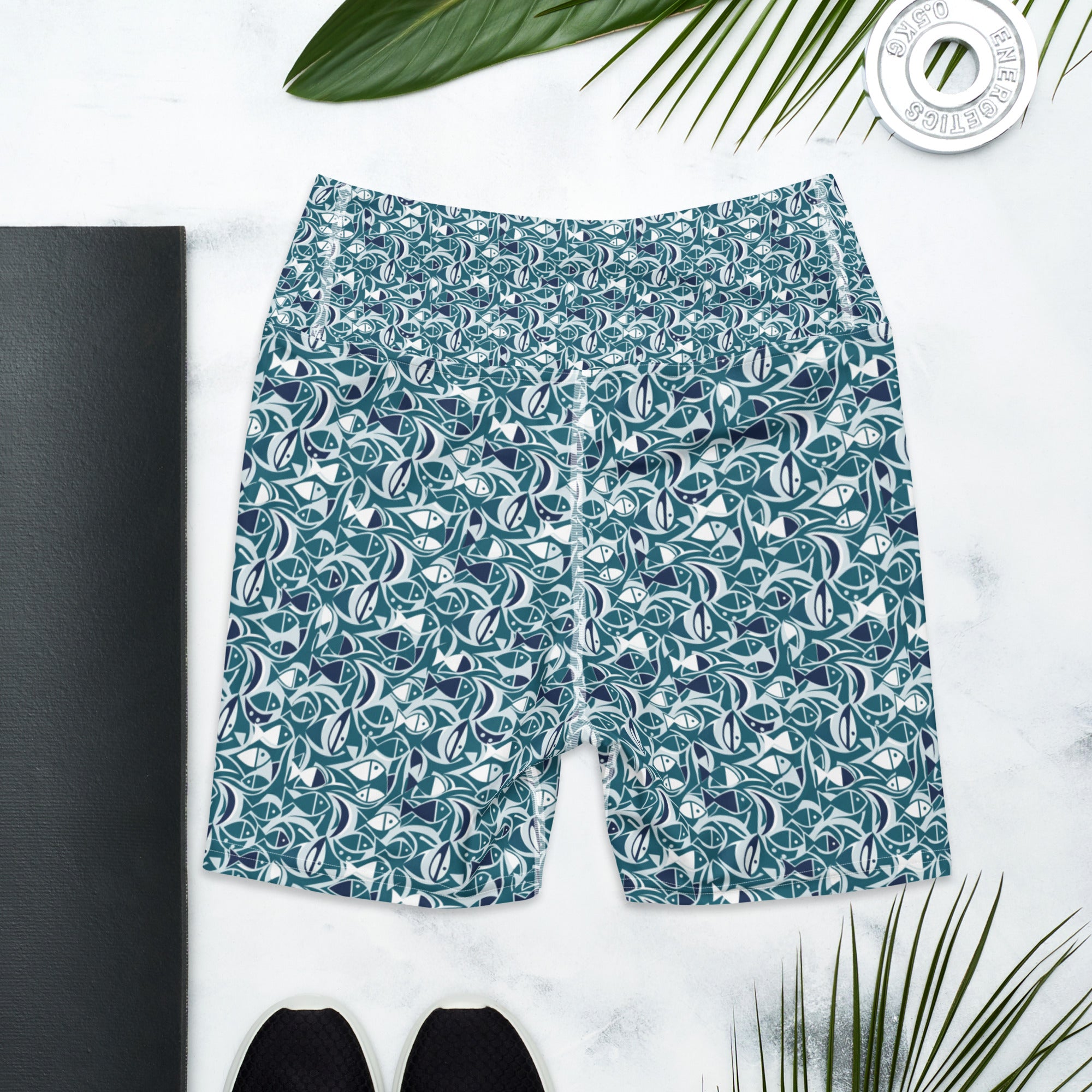 Ichthys Fish and Waves Yoga Shorts | GearBunch