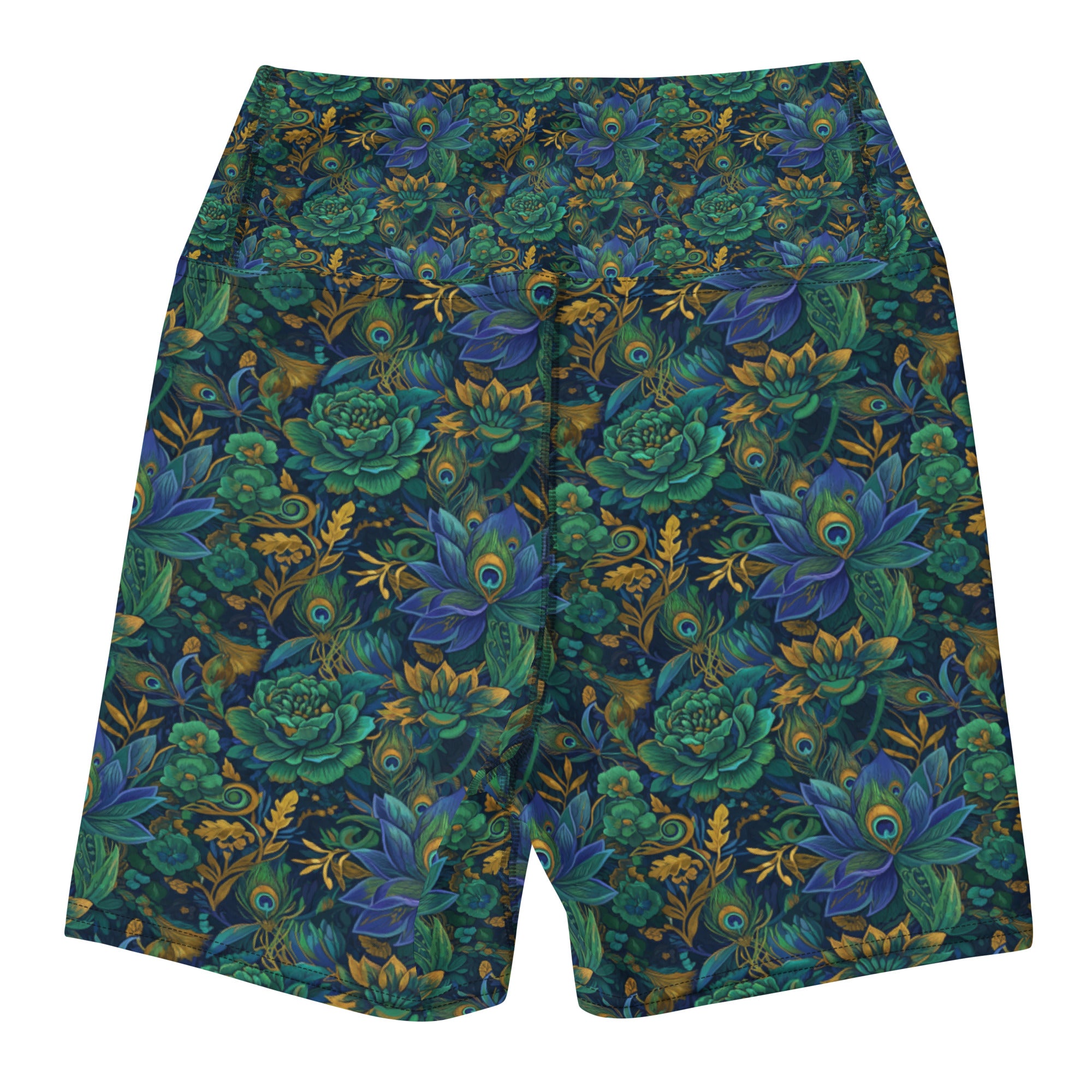 Peacock Feathers Splendour Yoga Shorts | GearBunch