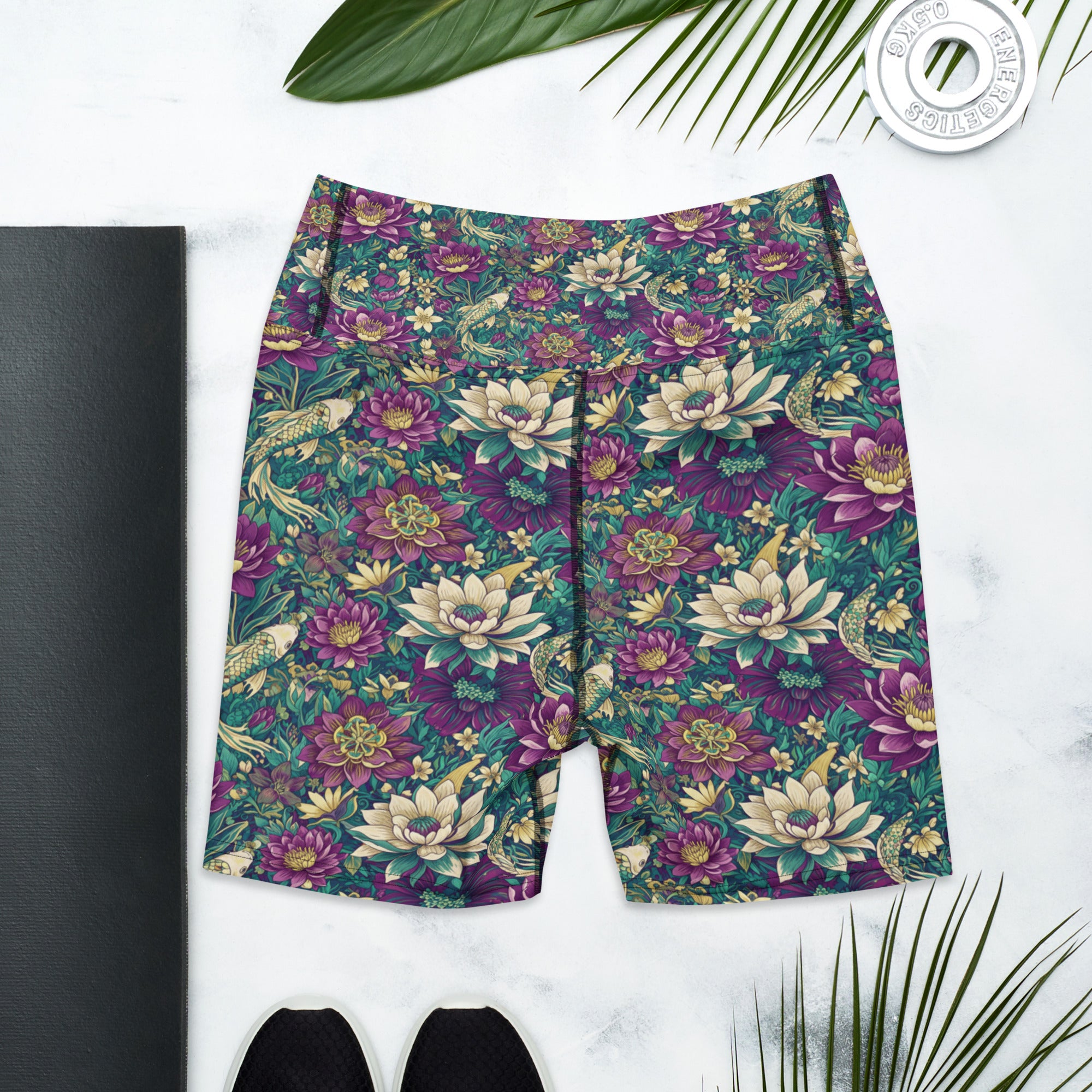 Pisces Koi Floral Yoga Shorts | GearBunch