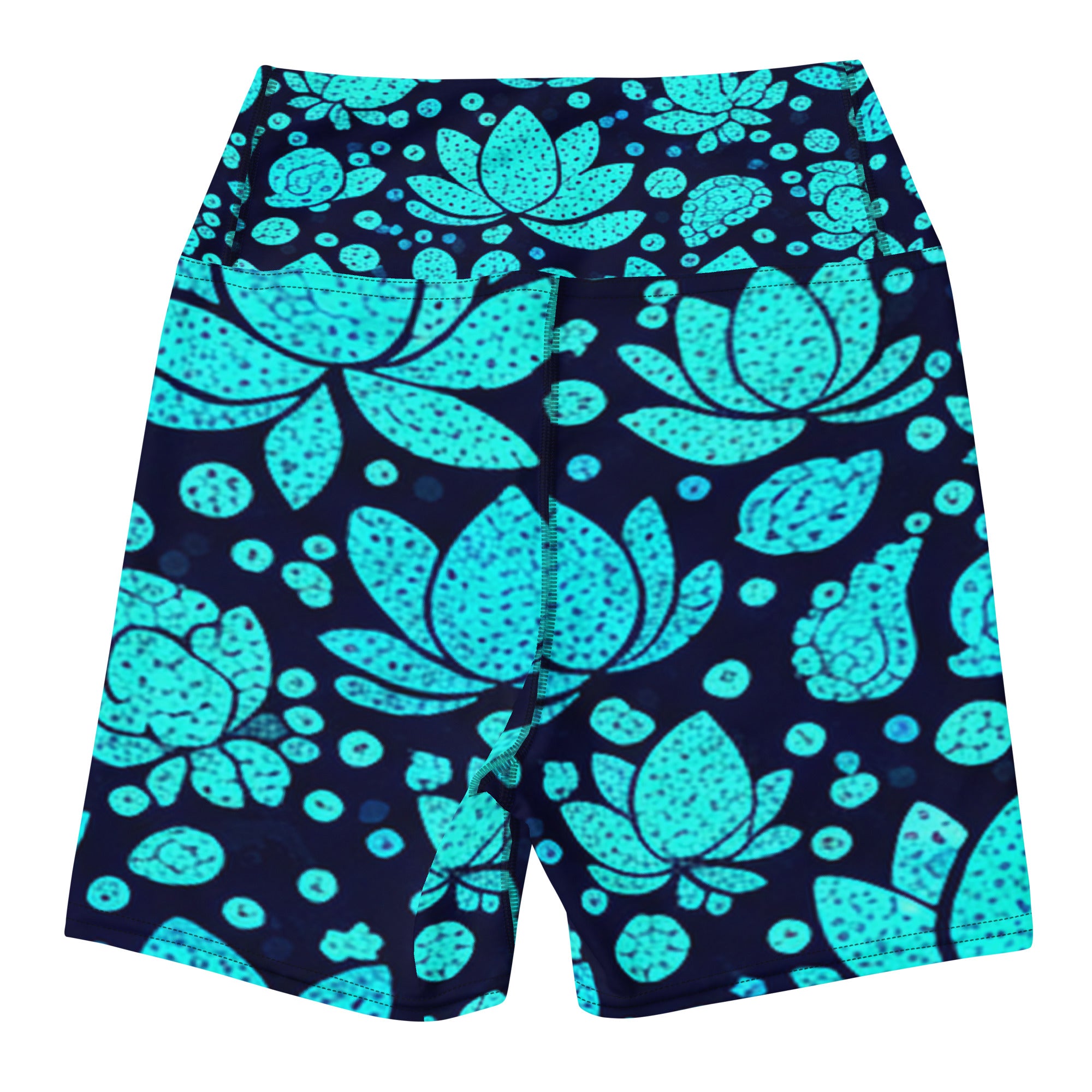 Teal Paillette Lotus Yoga Shorts | GearBunch