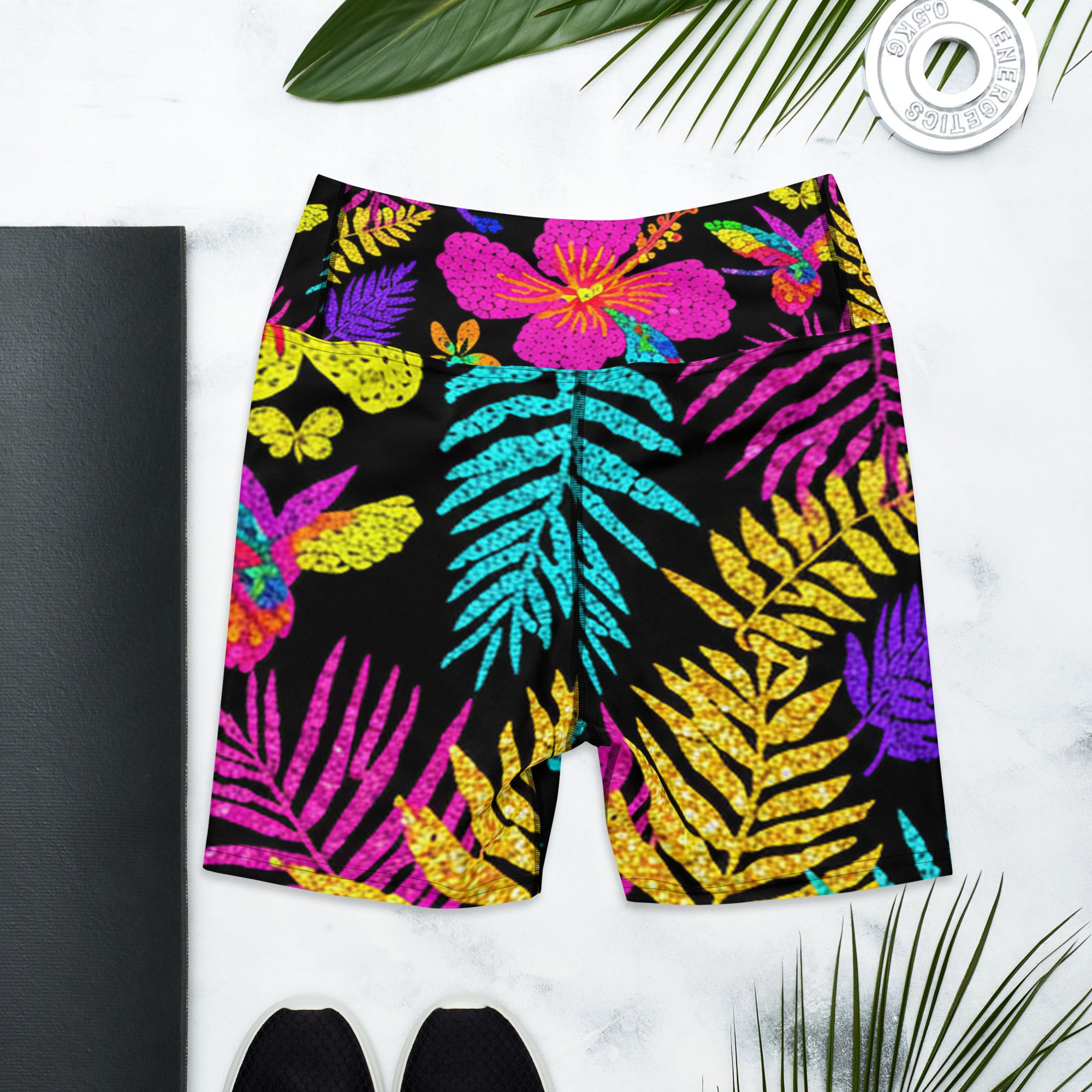 Rainbow Tropical Yoga Shorts | GearBunch