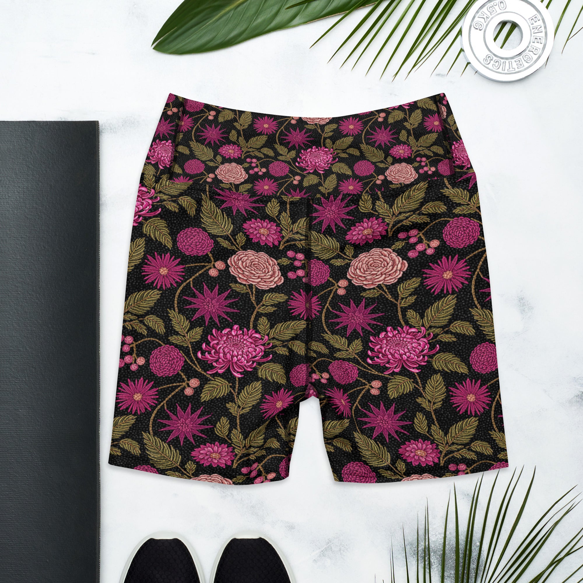 Midnight Peony Yoga Shorts | GearBunch
