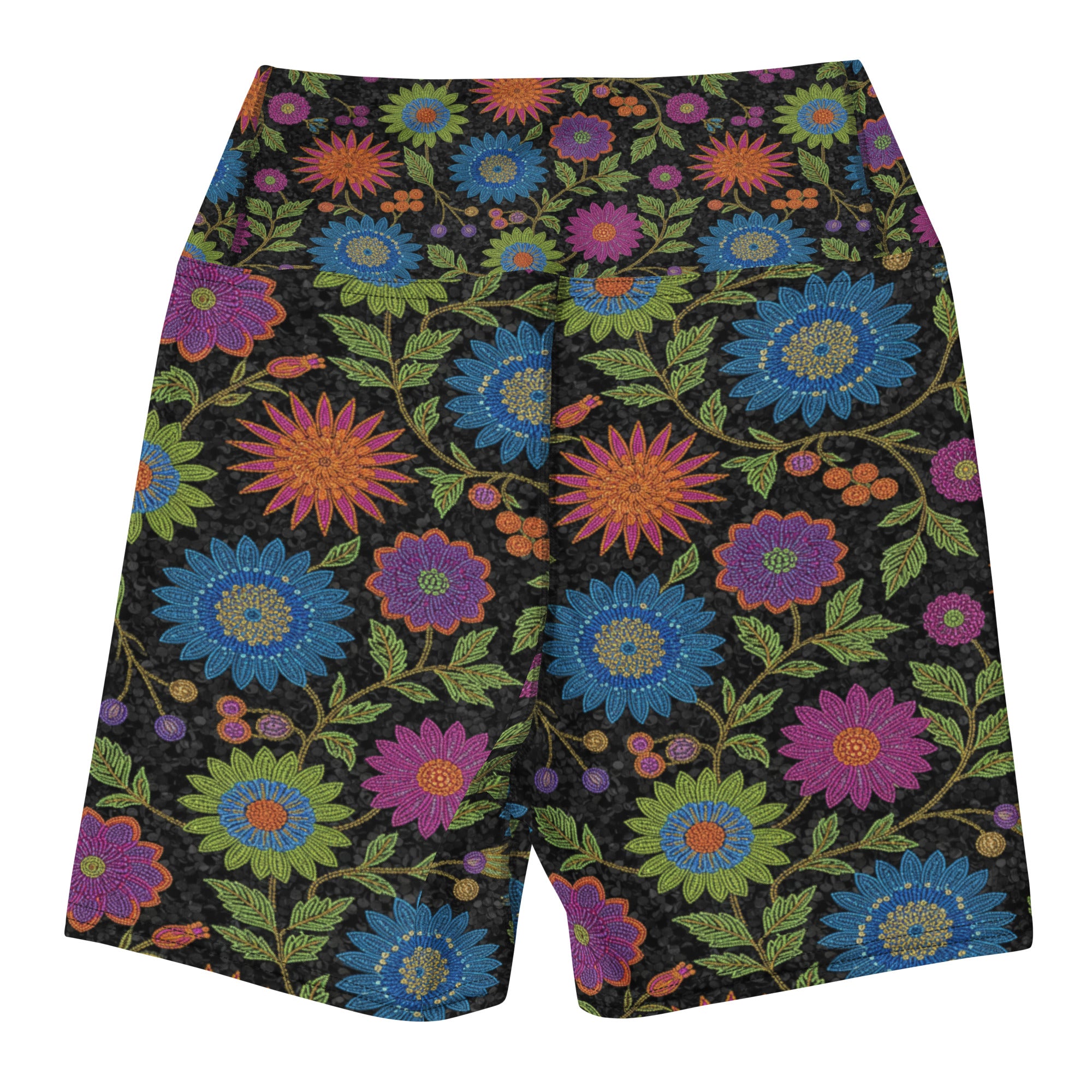 Rainbow Paillette Botanical Yoga Shorts | GearBunch