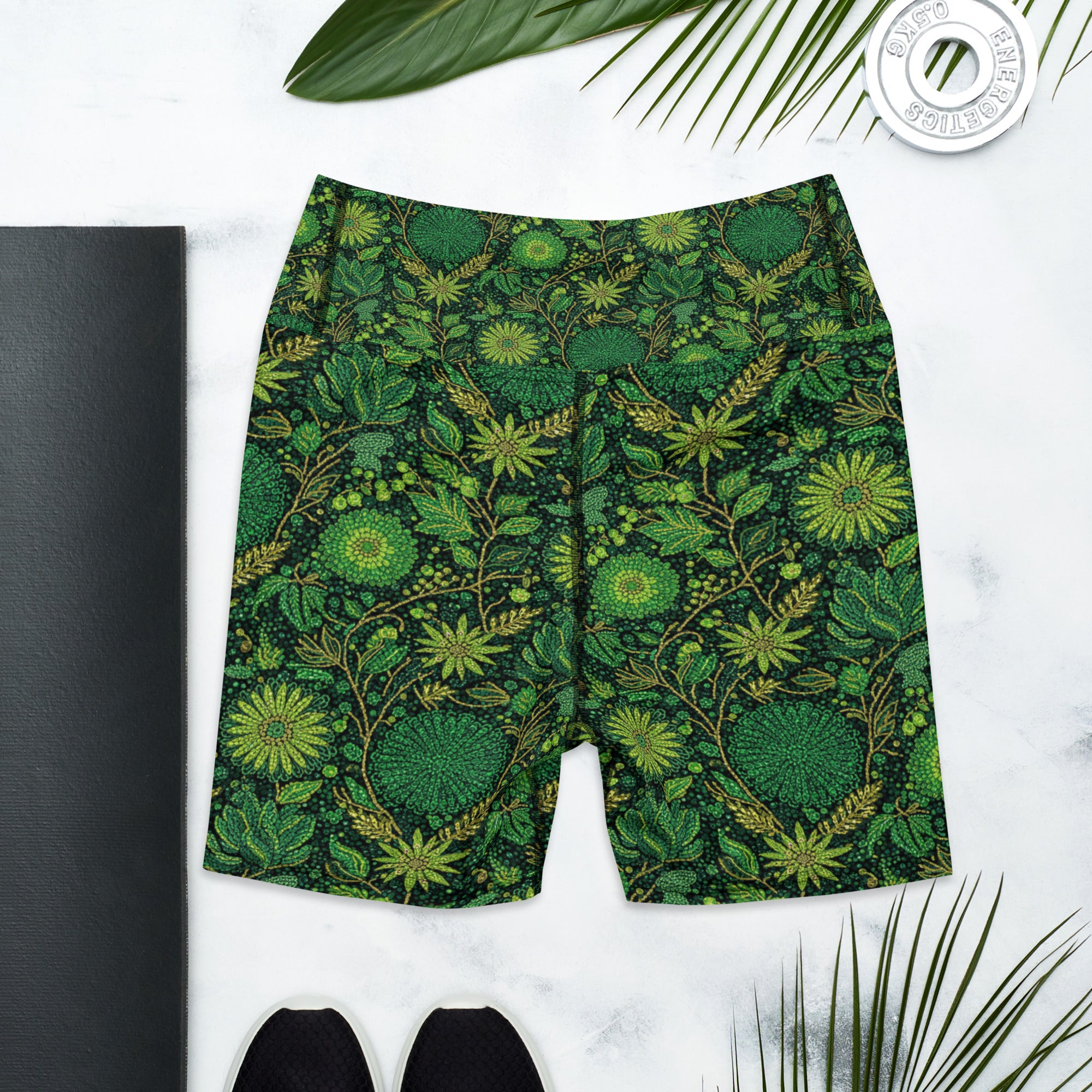 Emerald Paillette Jungle Yoga Shorts | GearBunch