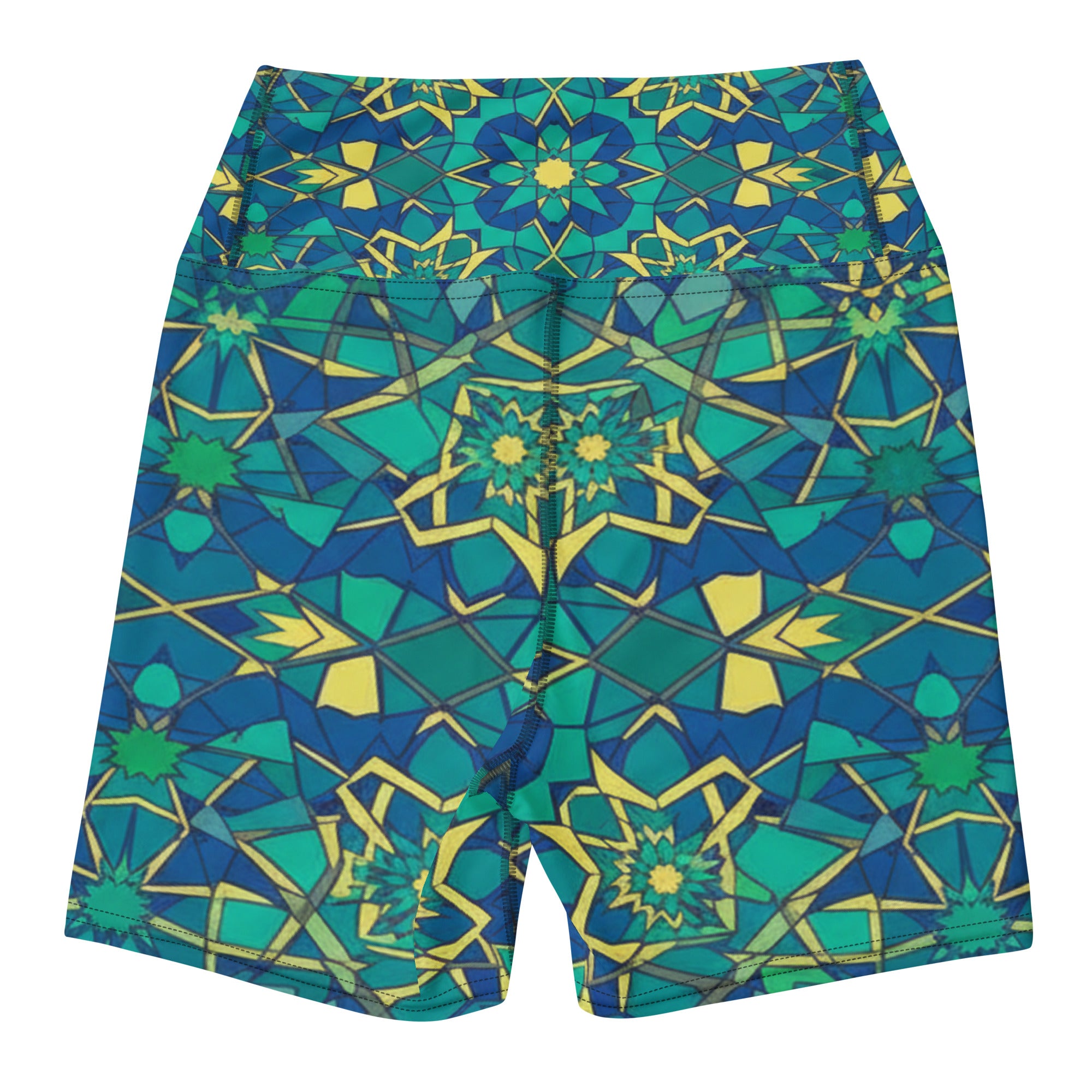 Zellige Peacock Yoga Shorts | GearBunch