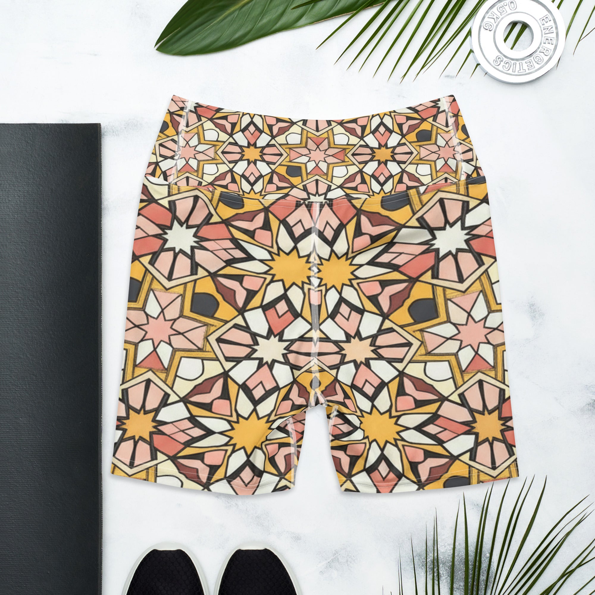 Zellige Blush Gold Yoga Shorts | GearBunch