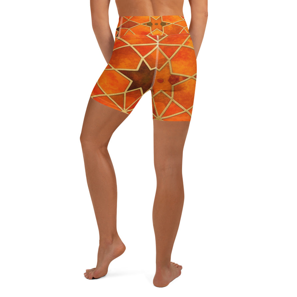 Arabic Watercolour Autumn Spice Yoga Shorts | GearBunch