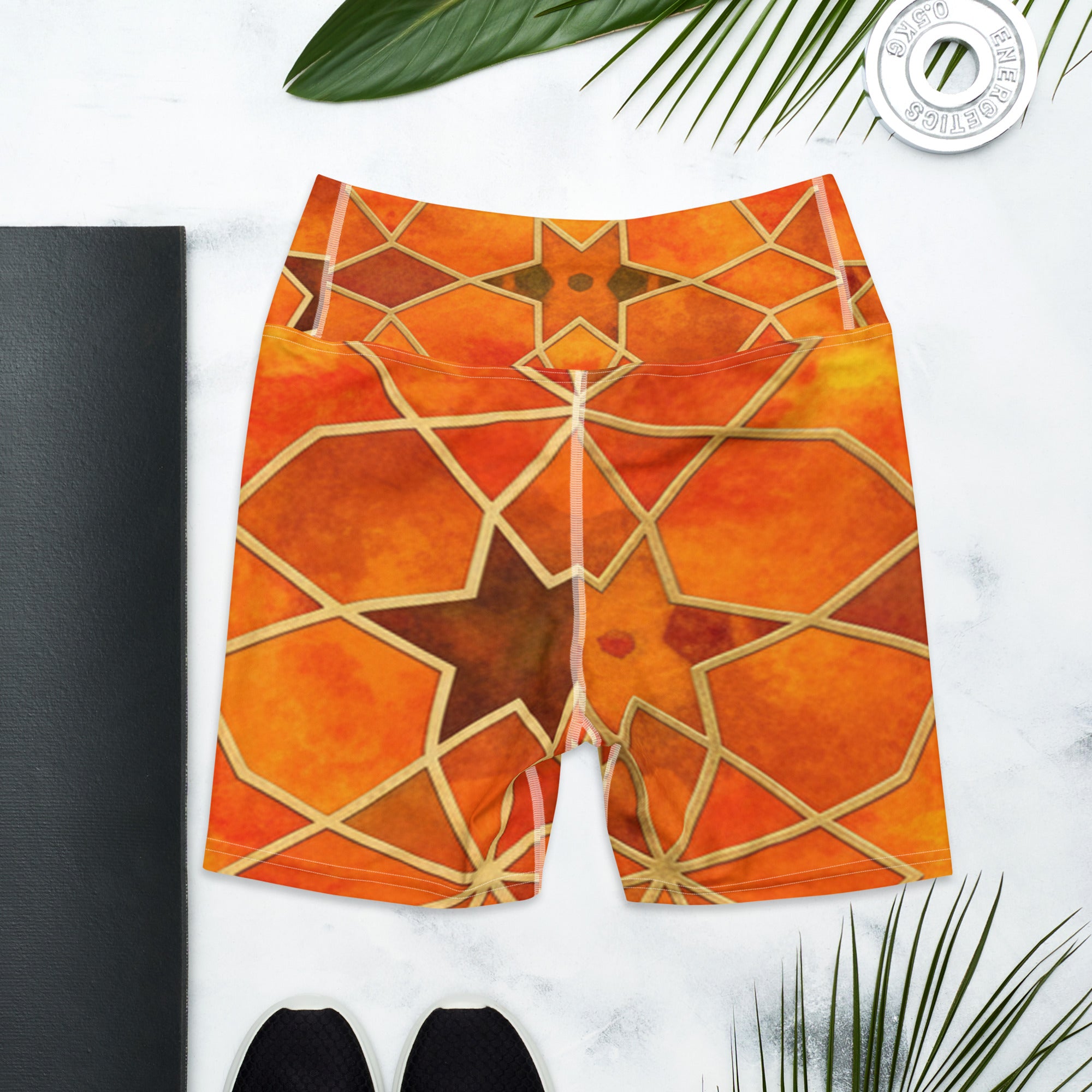 Arabic Watercolour Autumn Spice Yoga Shorts | GearBunch
