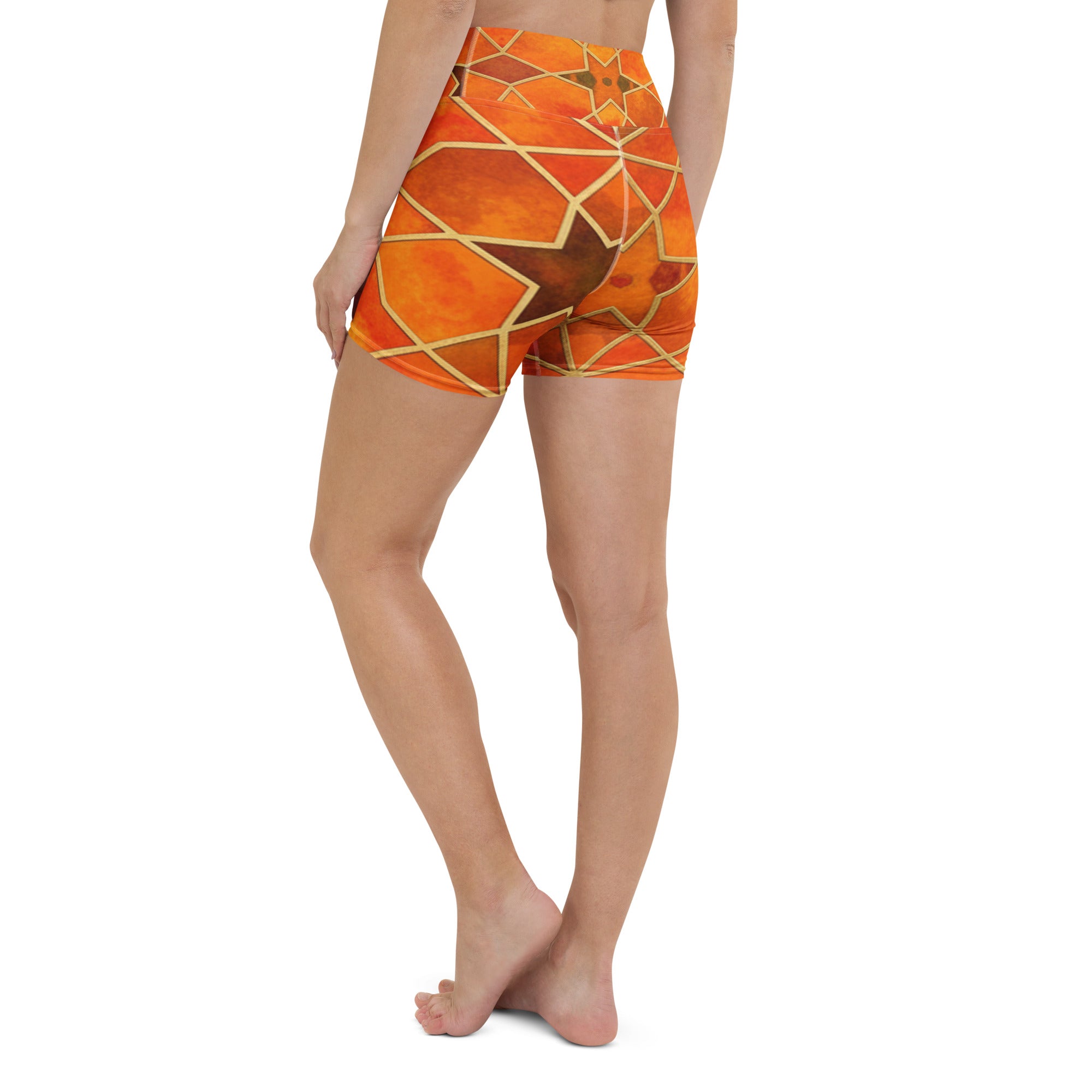 Arabic Watercolour Autumn Spice Yoga Shorts | GearBunch