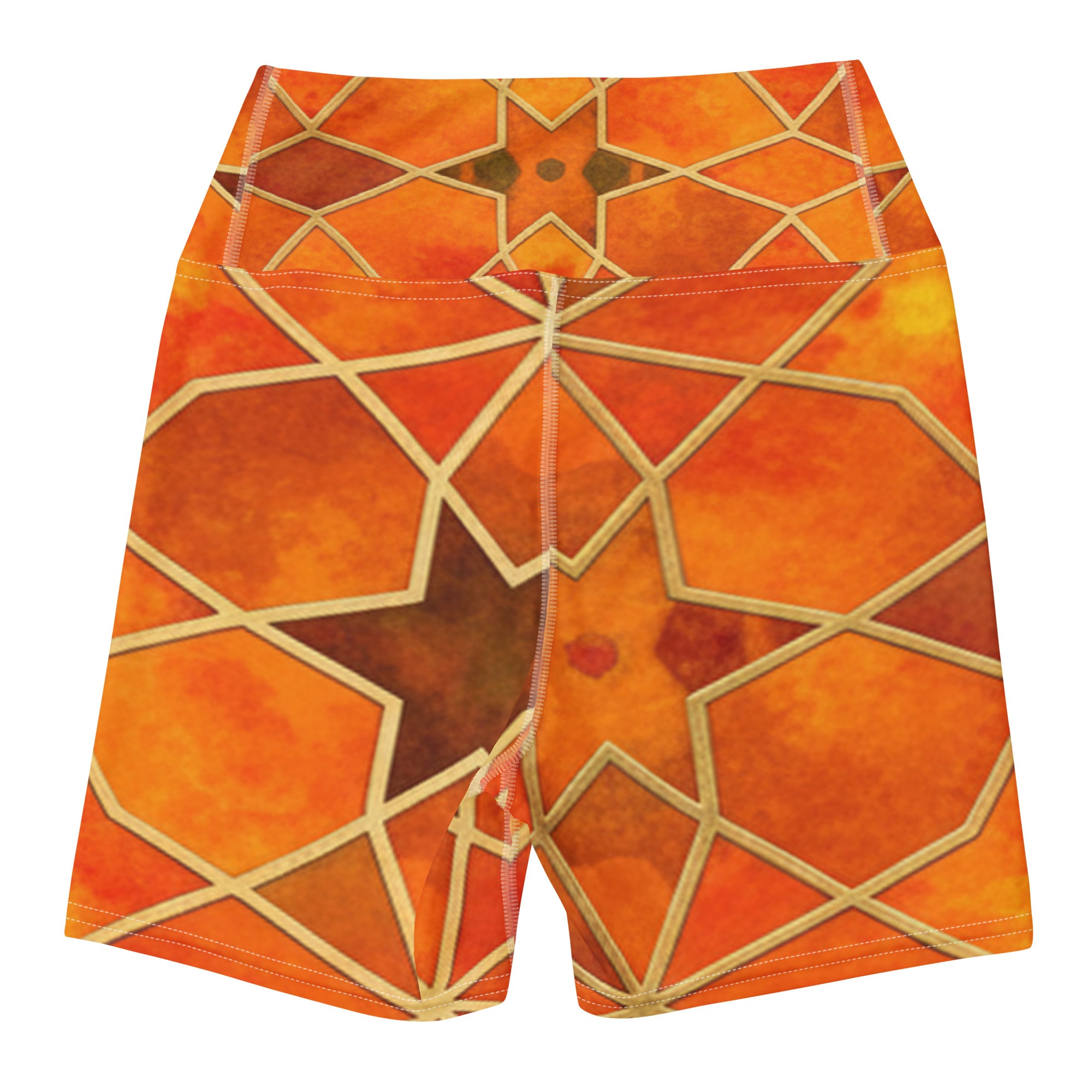 Arabic Watercolour Autumn Spice Yoga Shorts | GearBunch