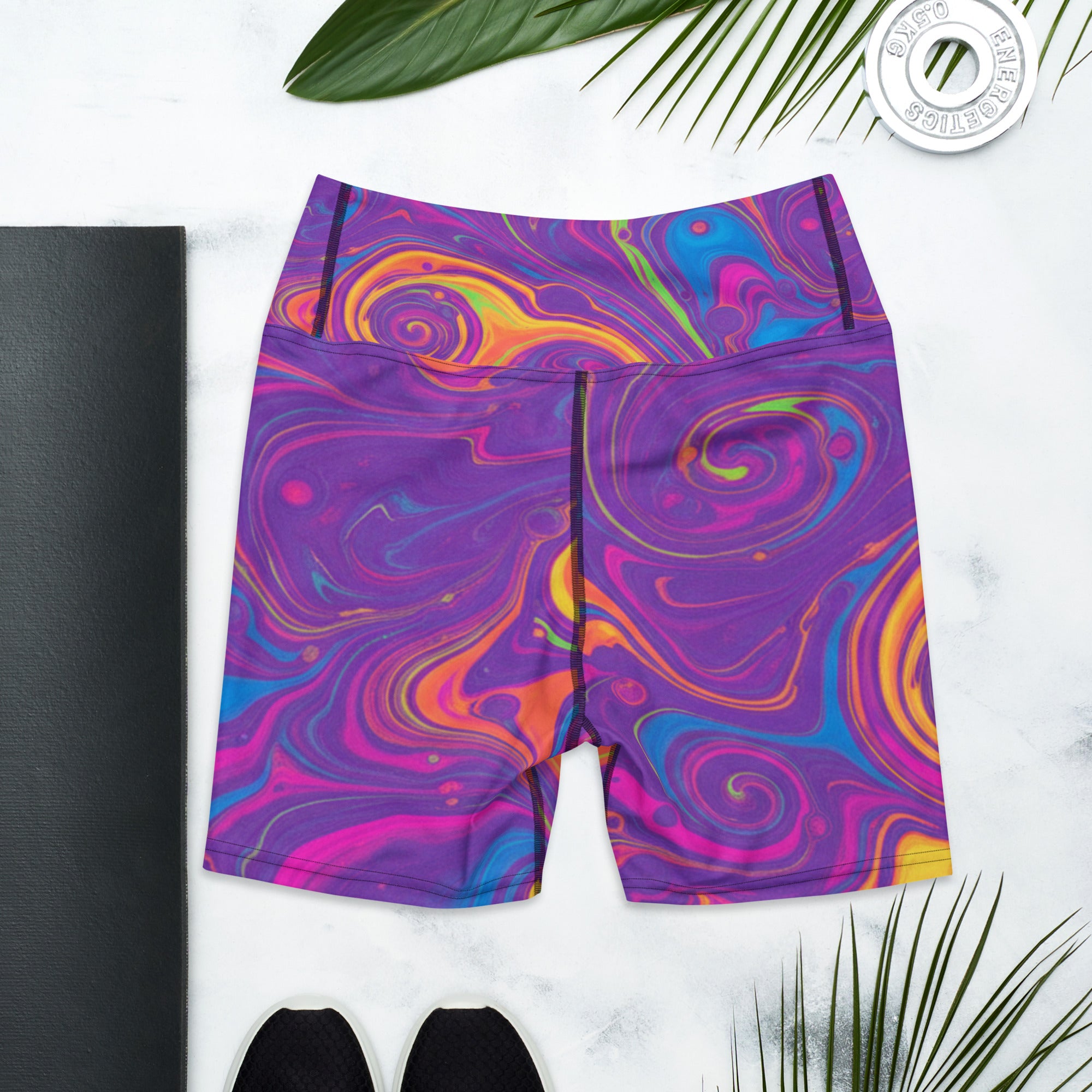 Liquid Marble Neon Yoga Shorts | GearBunch