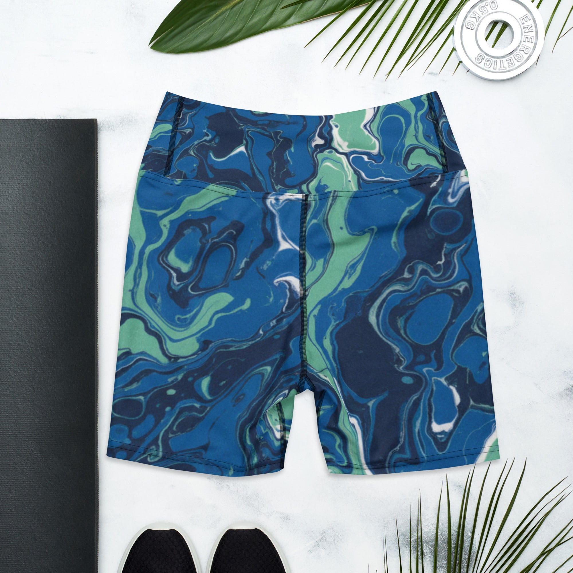 Liquid Marble Ocean Current Yoga Shorts | GearBunch