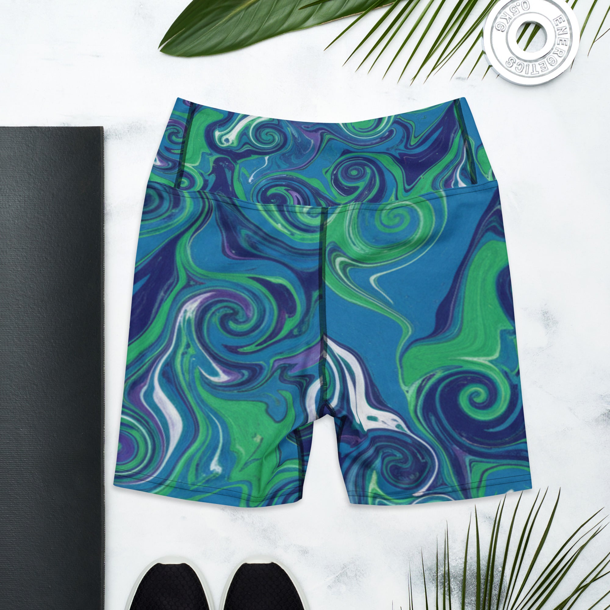 Liquid Marble Aurora Yoga Shorts | GearBunch
