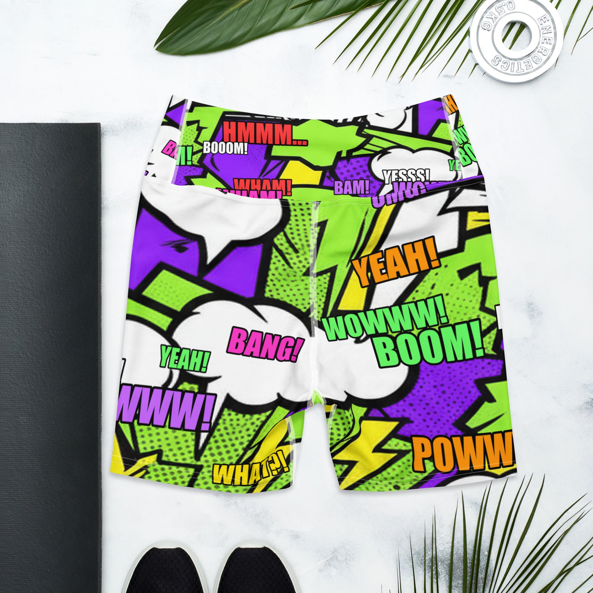 Comic Pop Toxic Green Yoga Shorts | GearBunch