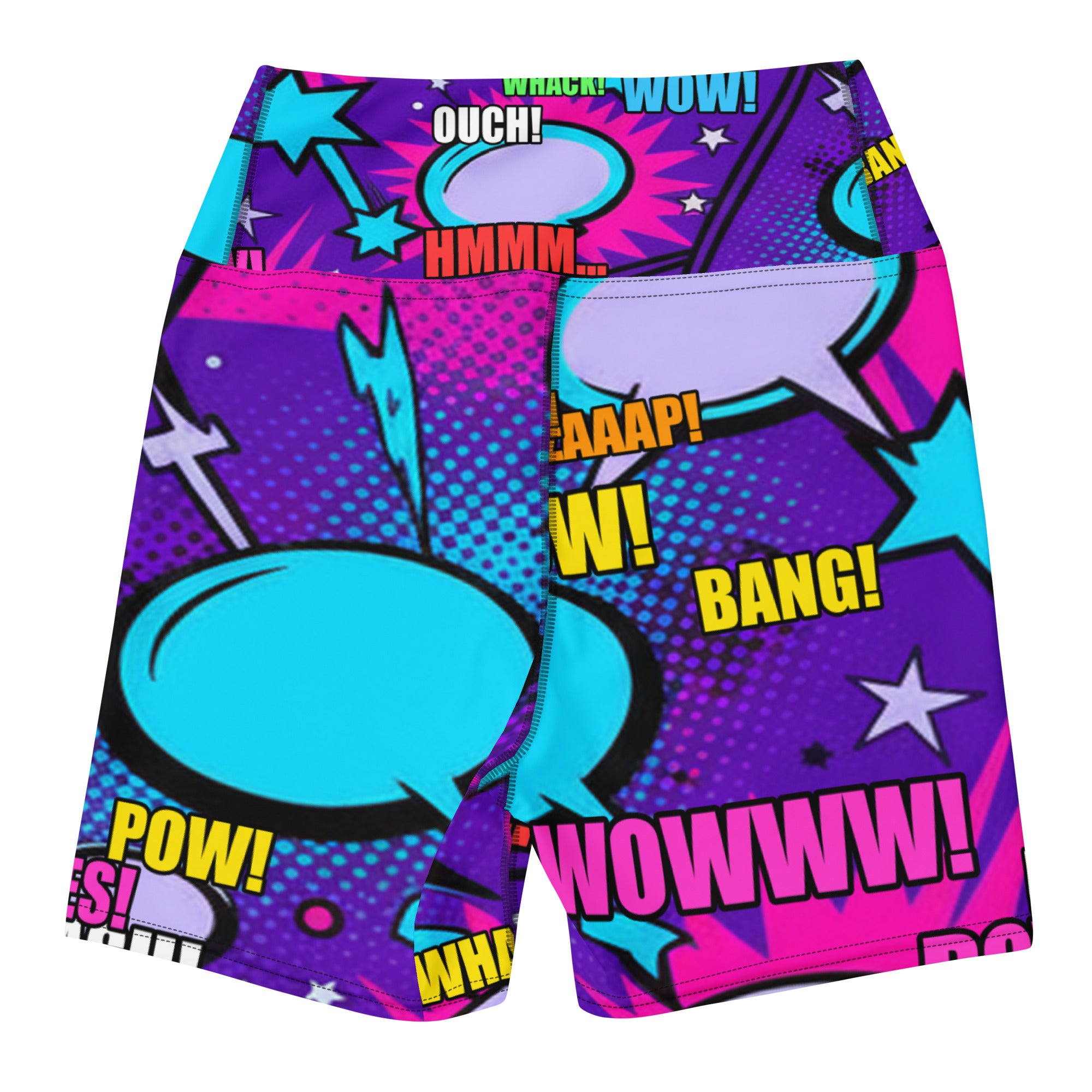Comic Pop Galaxy Purple Yoga Shorts | GearBunch
