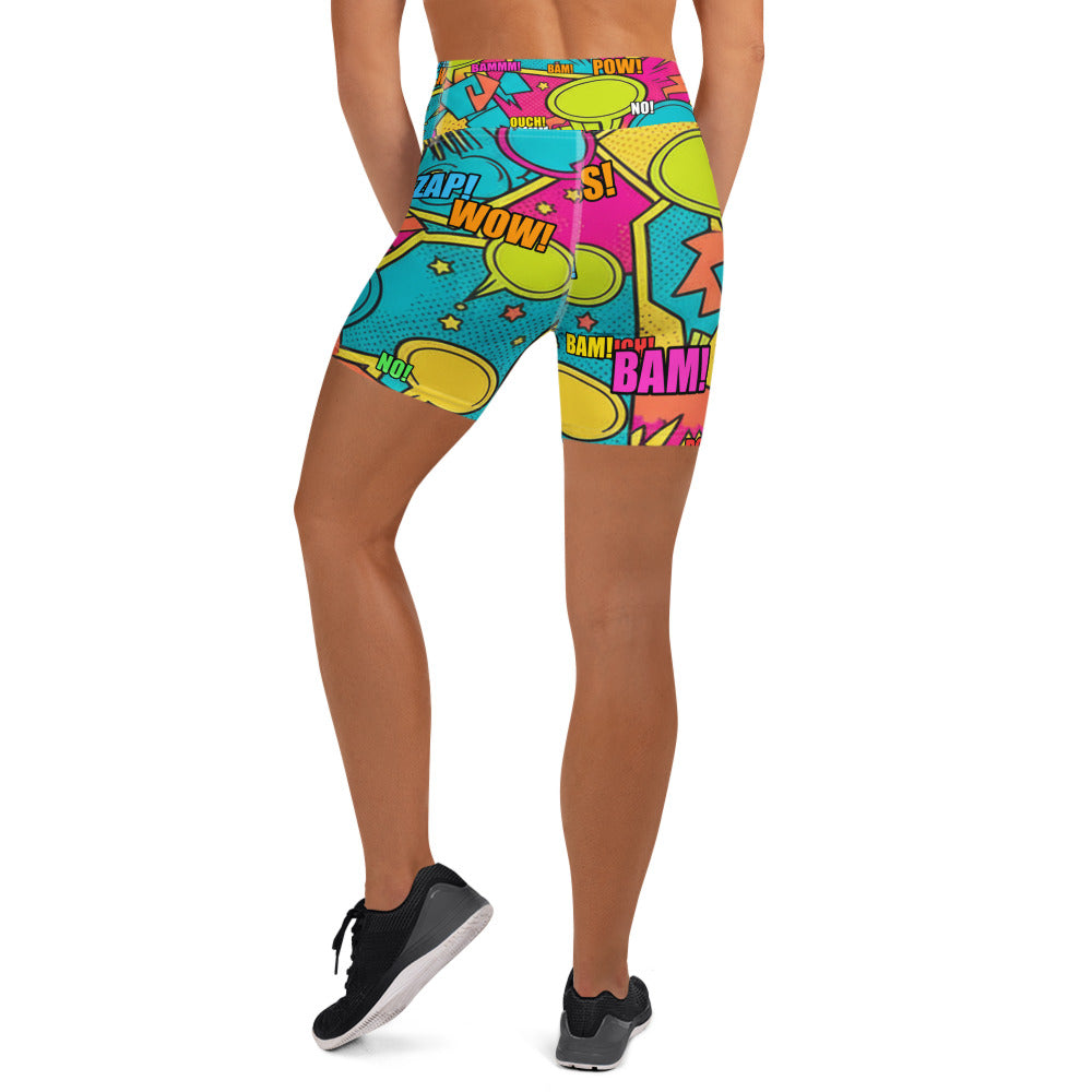 Comic Pop Tropical Yoga Shorts | GearBunch