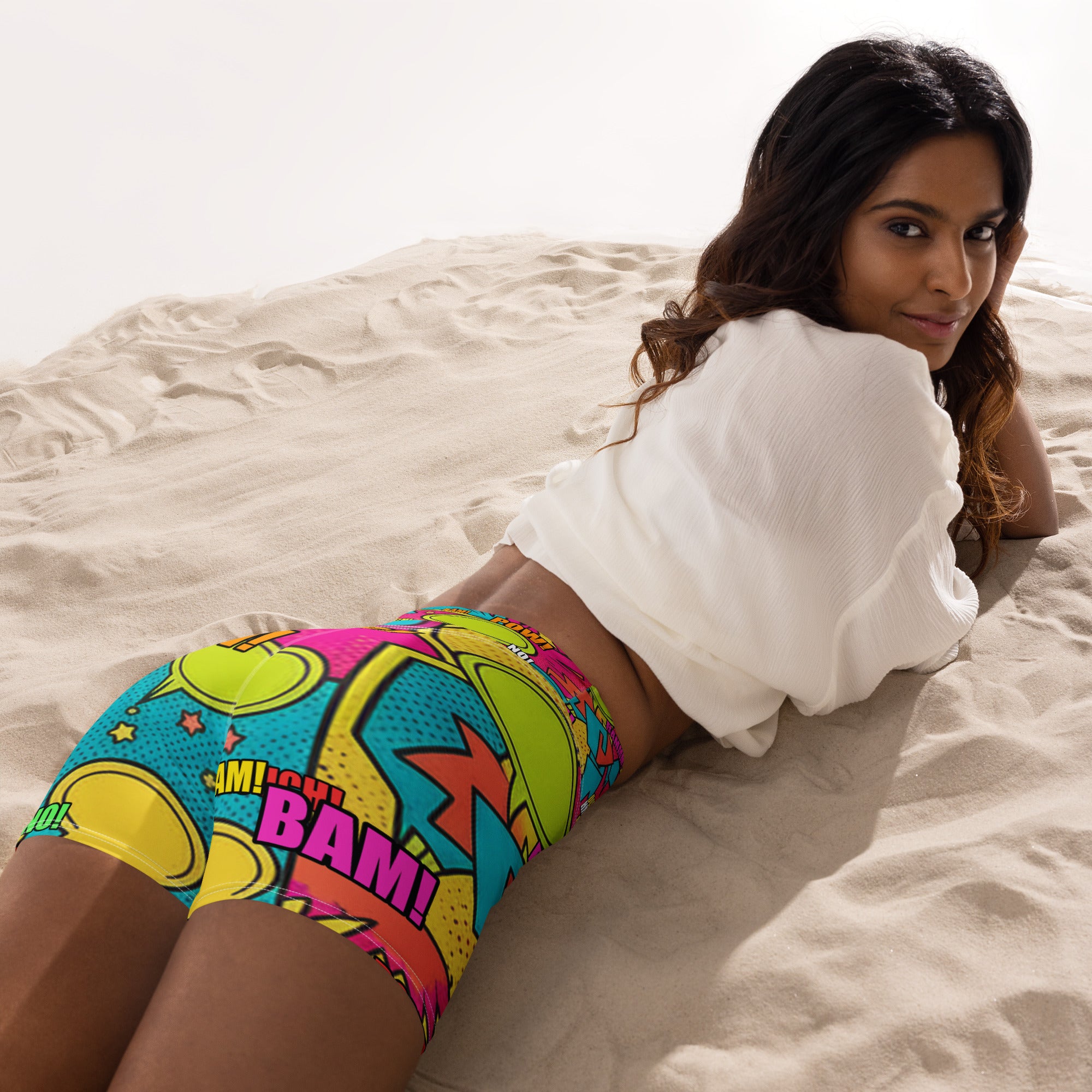 Comic Pop Tropical Yoga Shorts | GearBunch