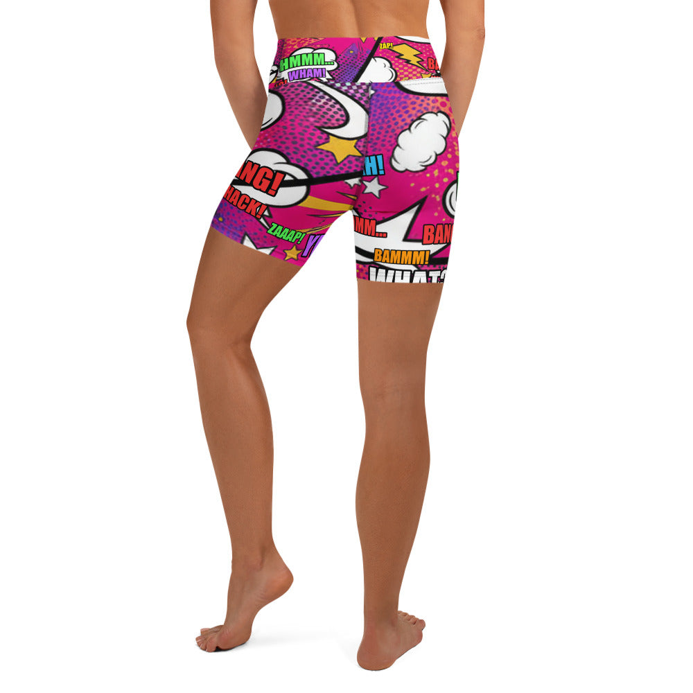 Comic Strip Girl Power Yoga Shorts | GearBunch