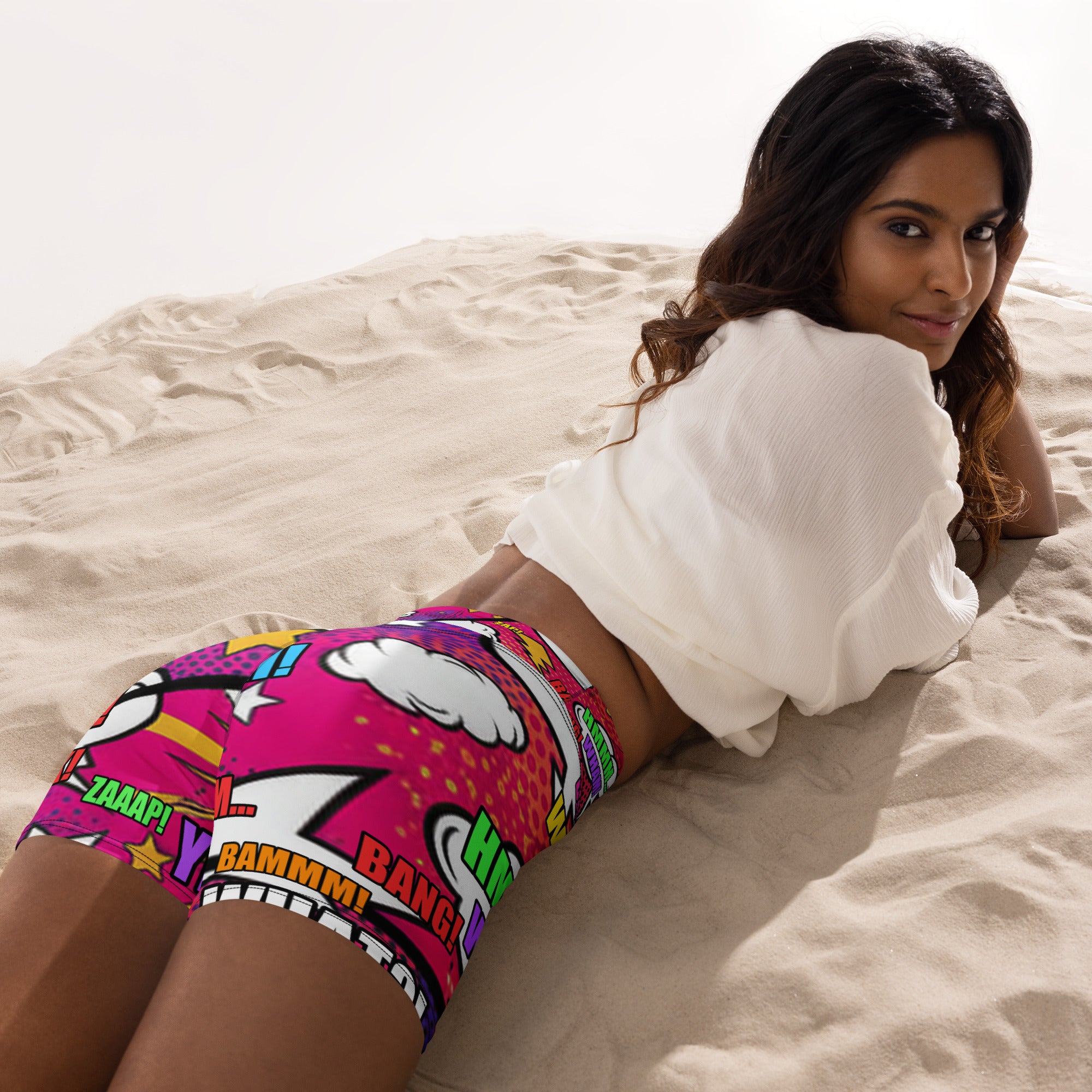 Comic Strip Girl Power Yoga Shorts | GearBunch