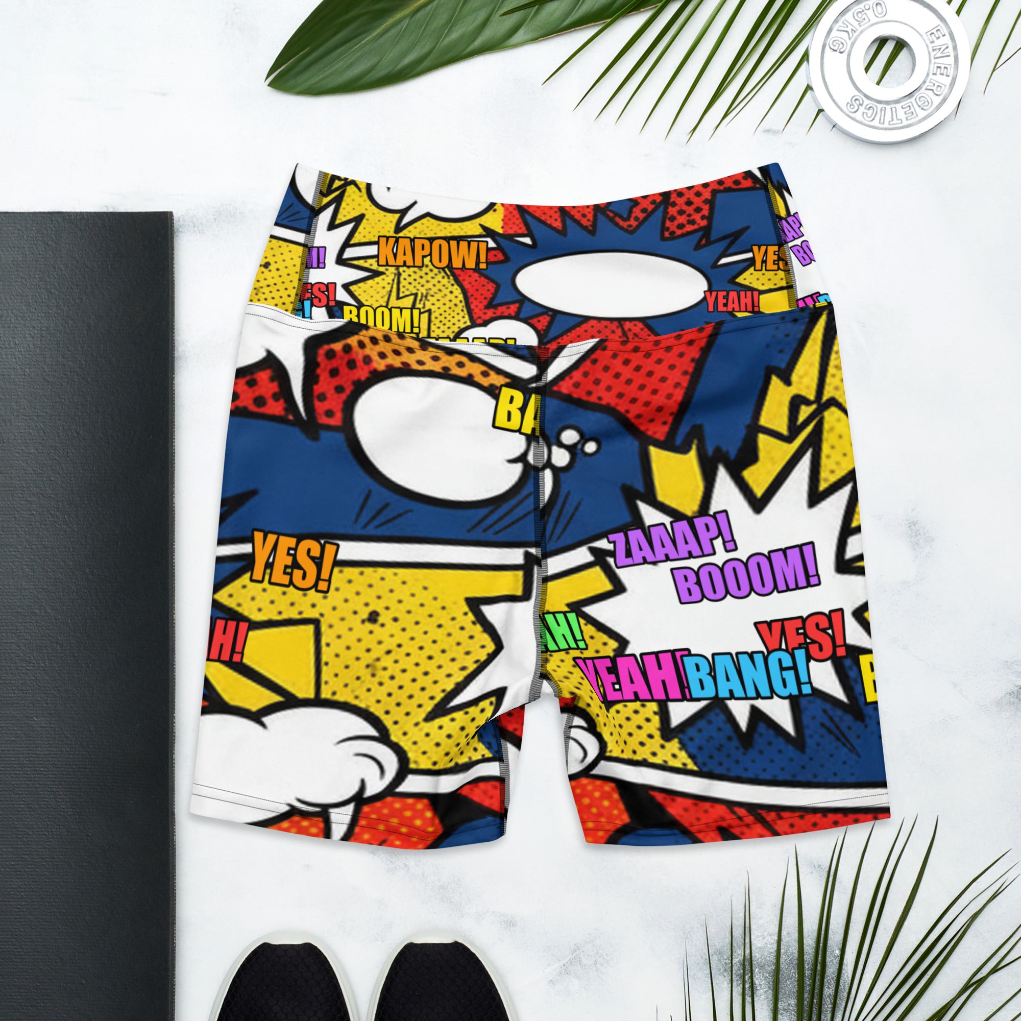 Comic Strip Thunder Punch Yoga Shorts | GearBunch