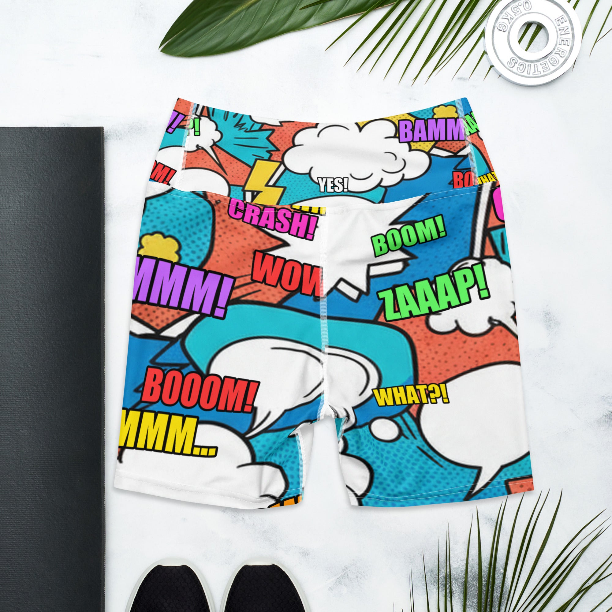Comic Strip Surf Kapow Yoga Shorts | GearBunch