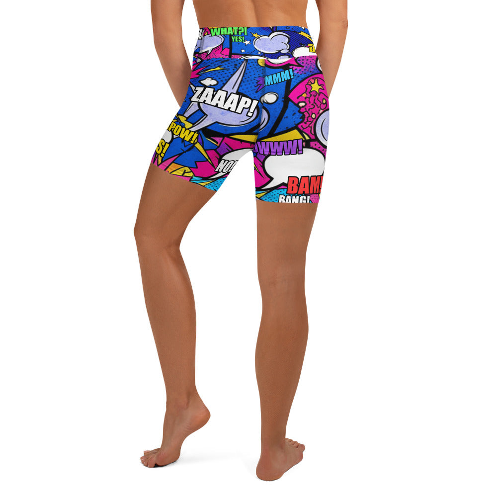 Comic Strip Cosmic Boom Yoga Shorts | GearBunch