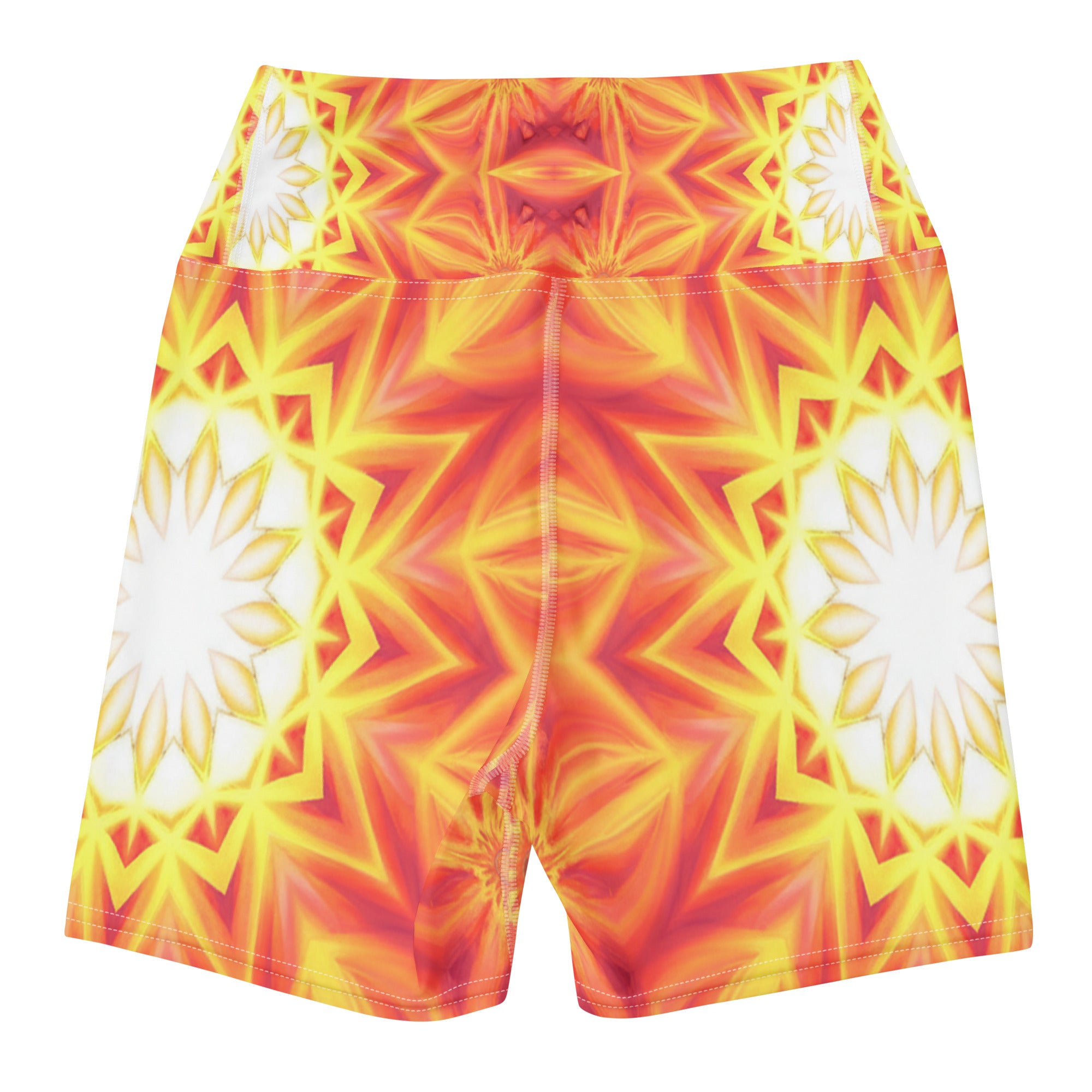 Psychedelic Solar Flare Yoga Shorts | GearBunch