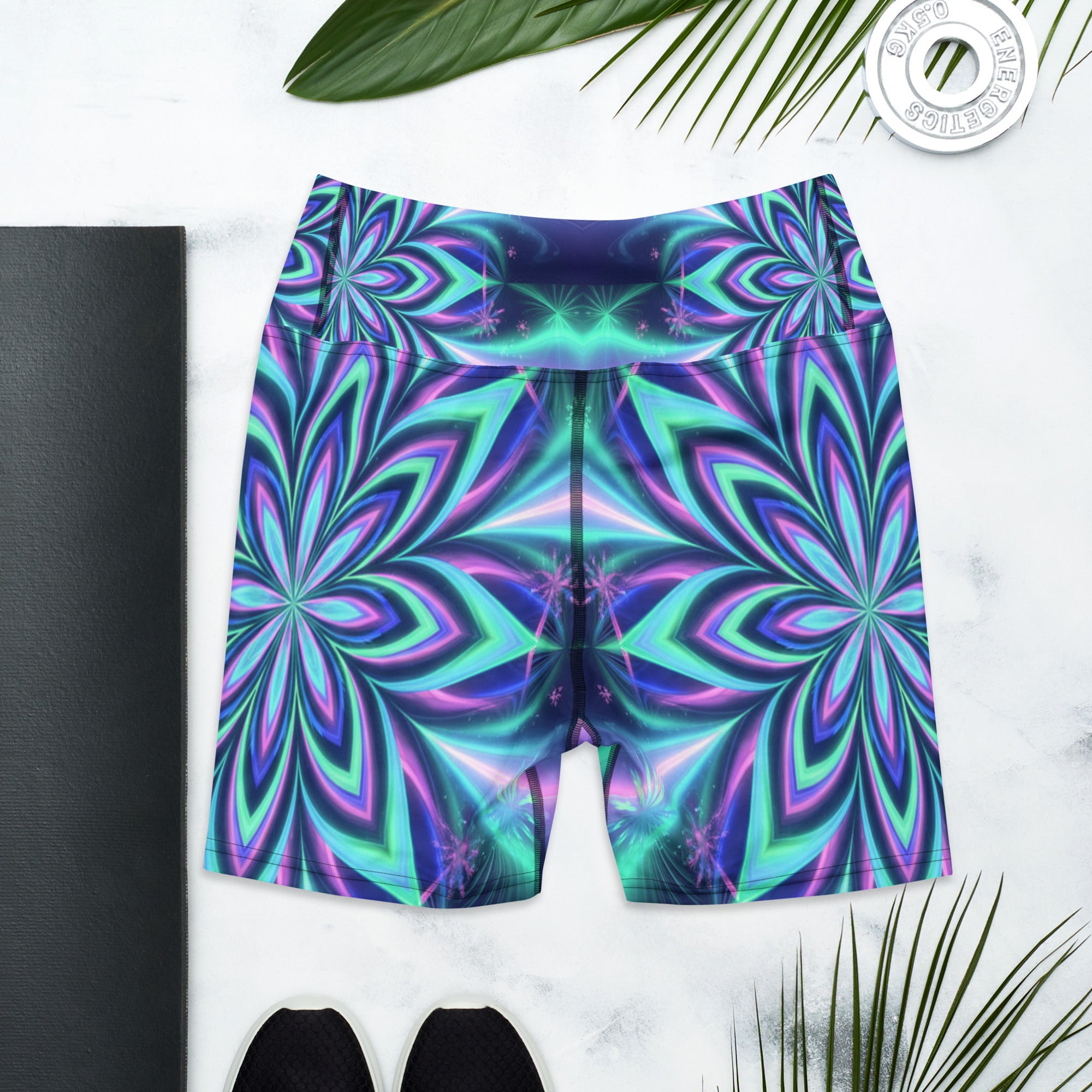 Psychedelic Northern Lights Yoga Shorts | GearBunch