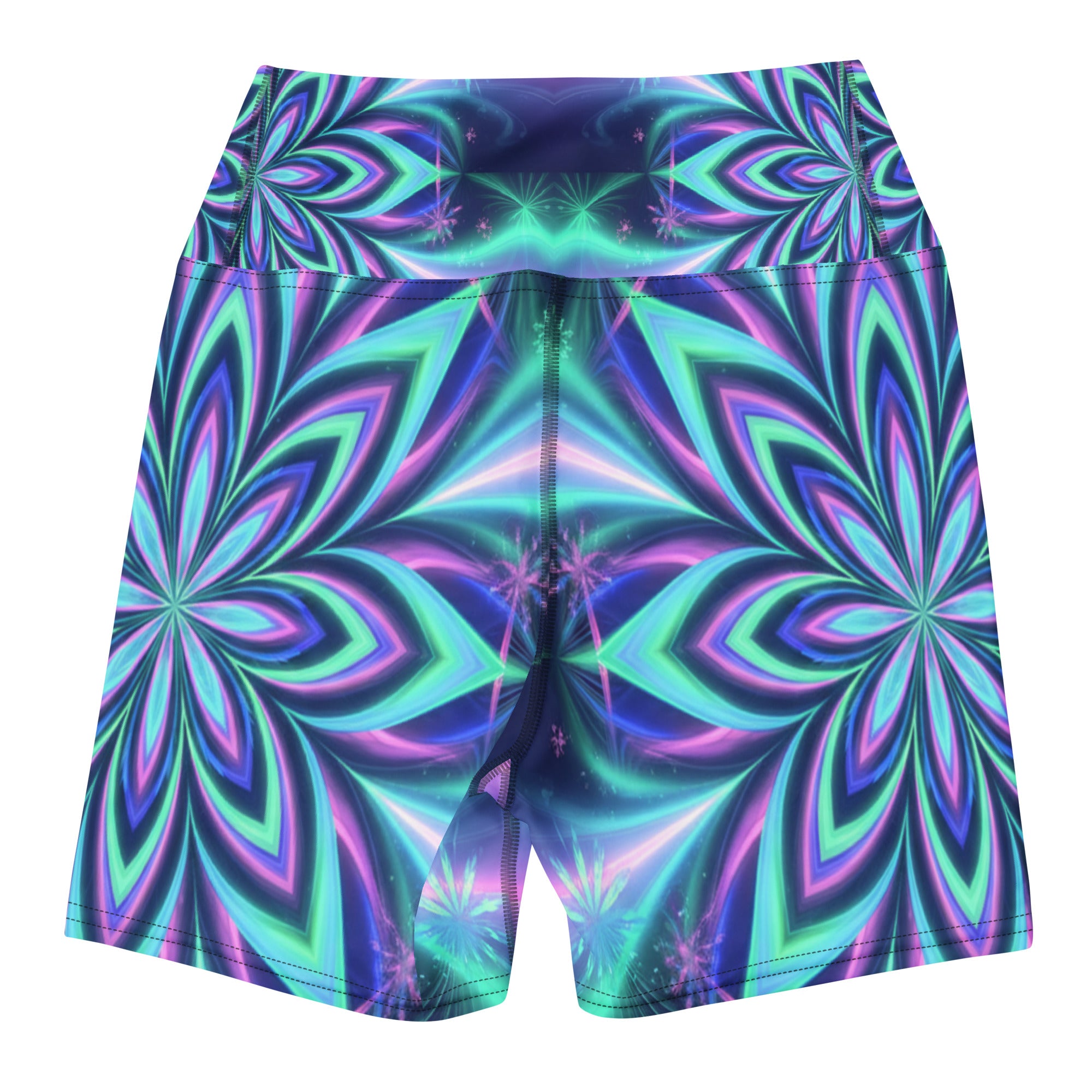 Psychedelic Northern Lights Yoga Shorts | GearBunch