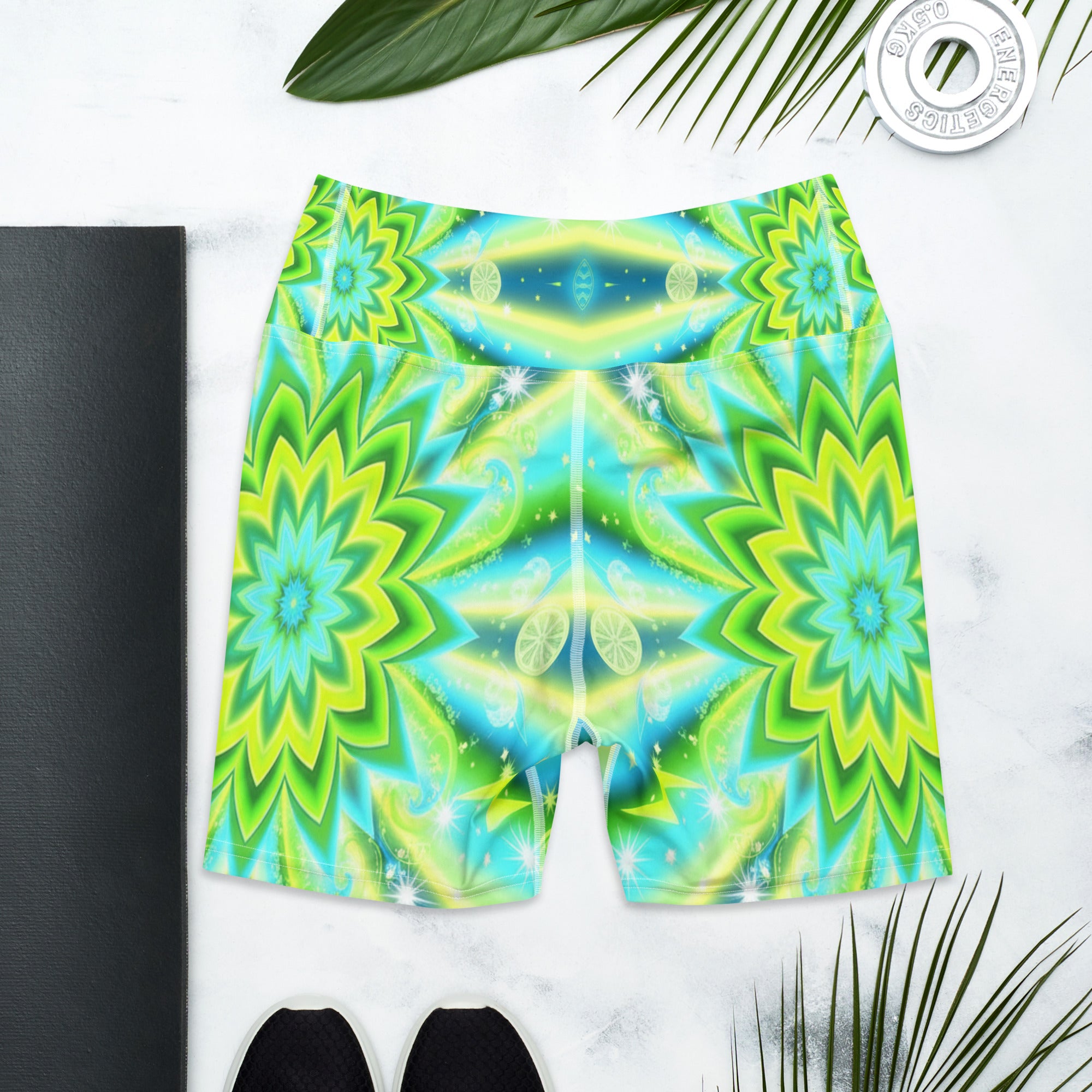Psychedelic Lemon Zap Yoga Shorts | GearBunch