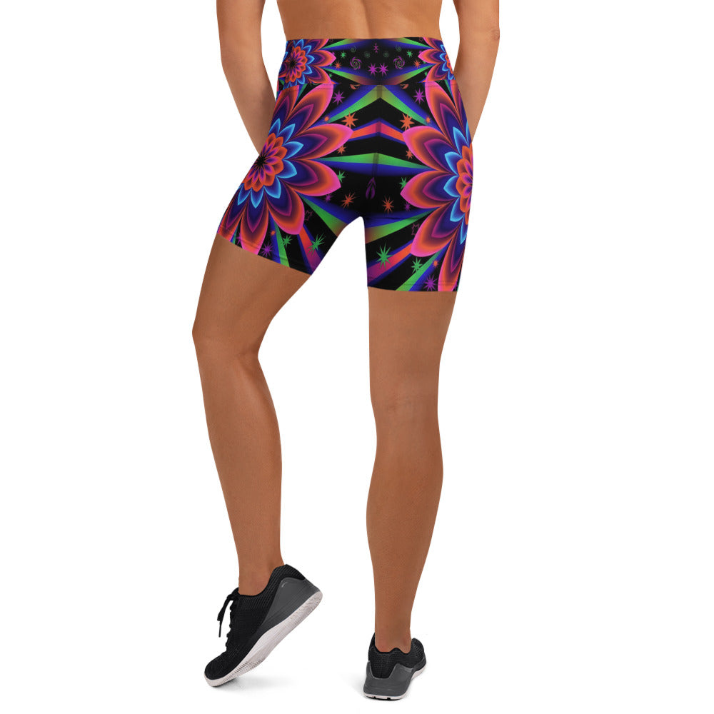 Psychedelic Blacklight Yoga Shorts | GearBunch