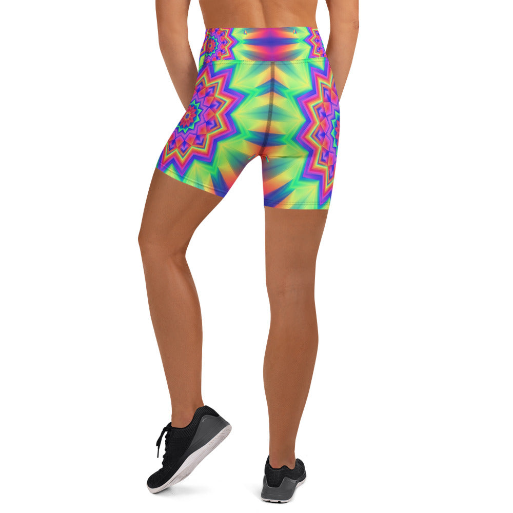 Psychedelic Starburst Prism Yoga Shorts | GearBunch