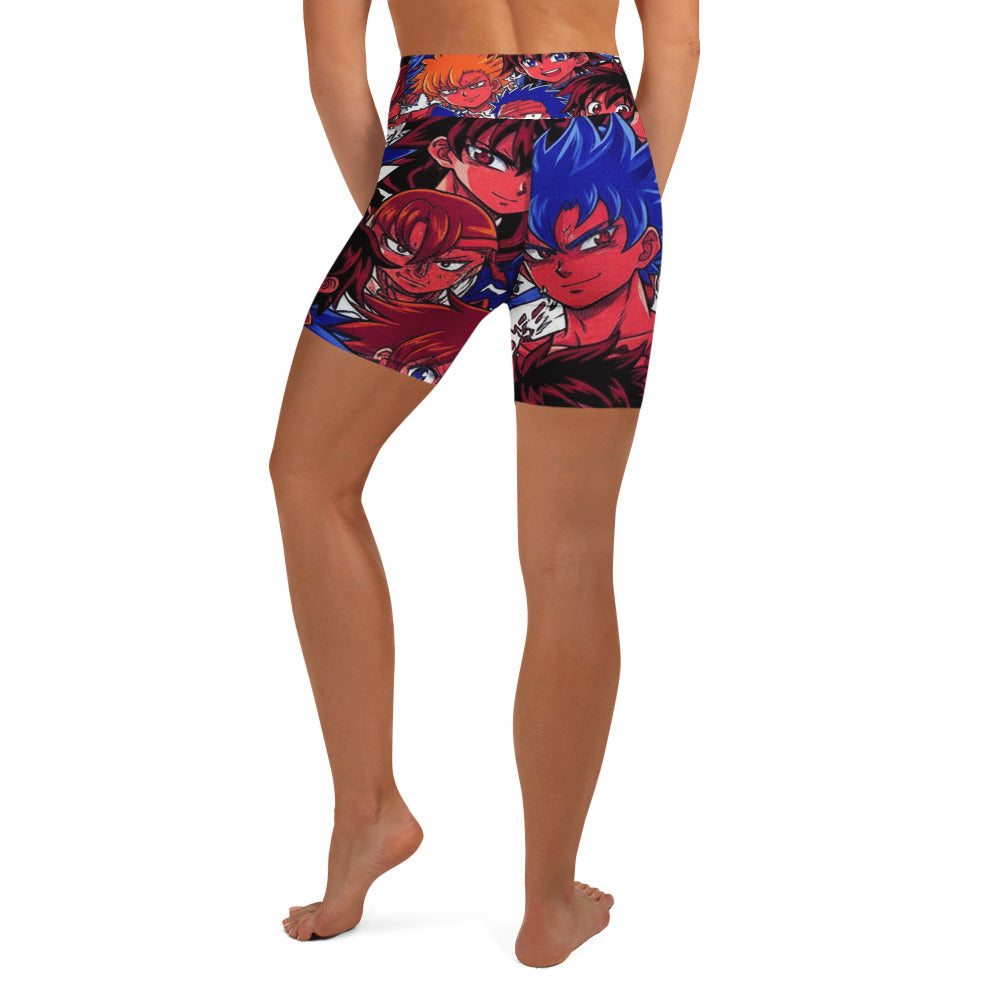 Anime Collage Dark Shonen Yoga Shorts | GearBunch