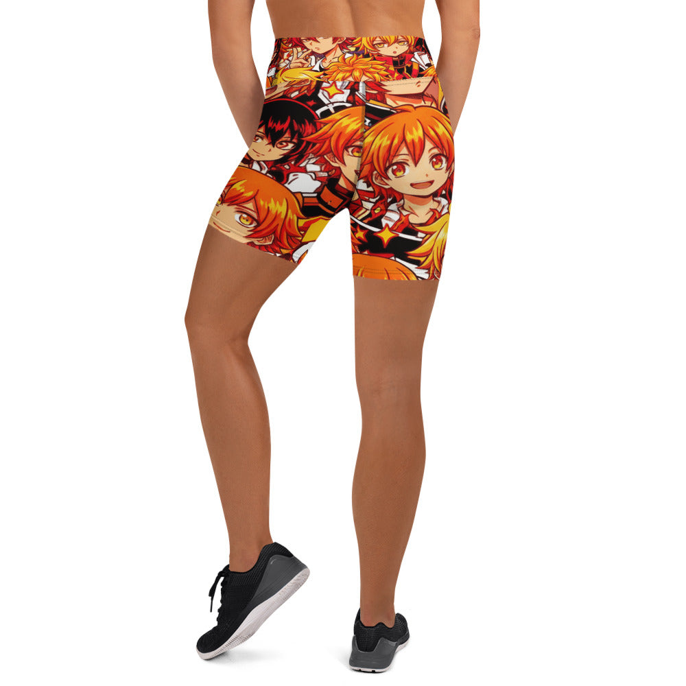 Anime Collage Fire Spirit Yoga Shorts | GearBunch