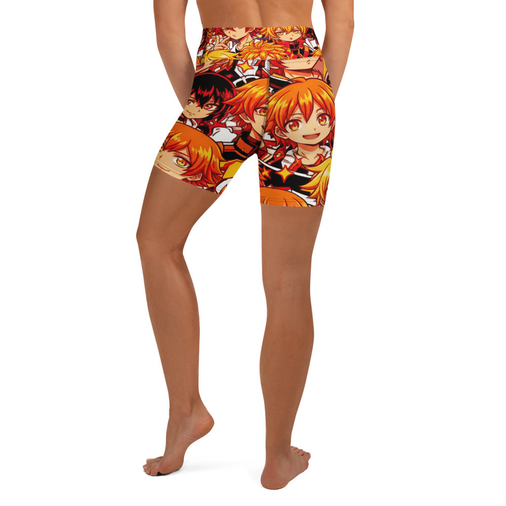 Anime Collage Fire Spirit Yoga Shorts | GearBunch