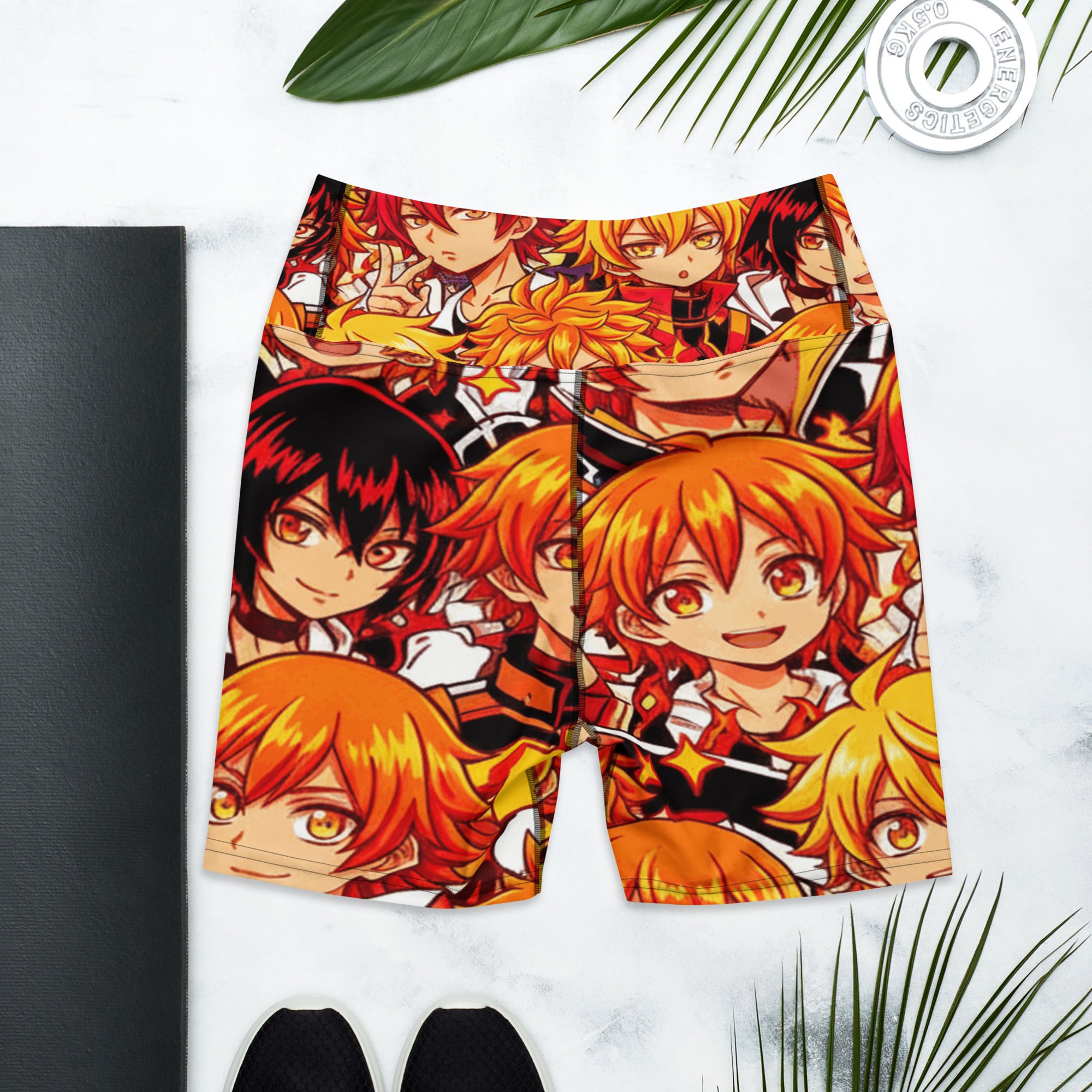 Anime Collage Fire Spirit Yoga Shorts | GearBunch