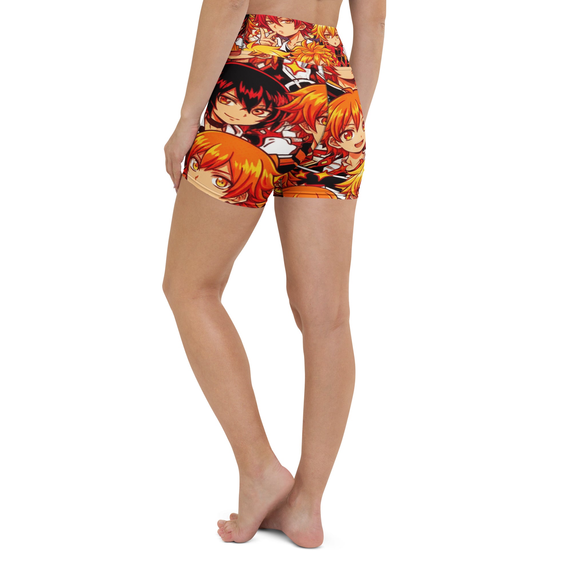 Anime Collage Fire Spirit Yoga Shorts | GearBunch