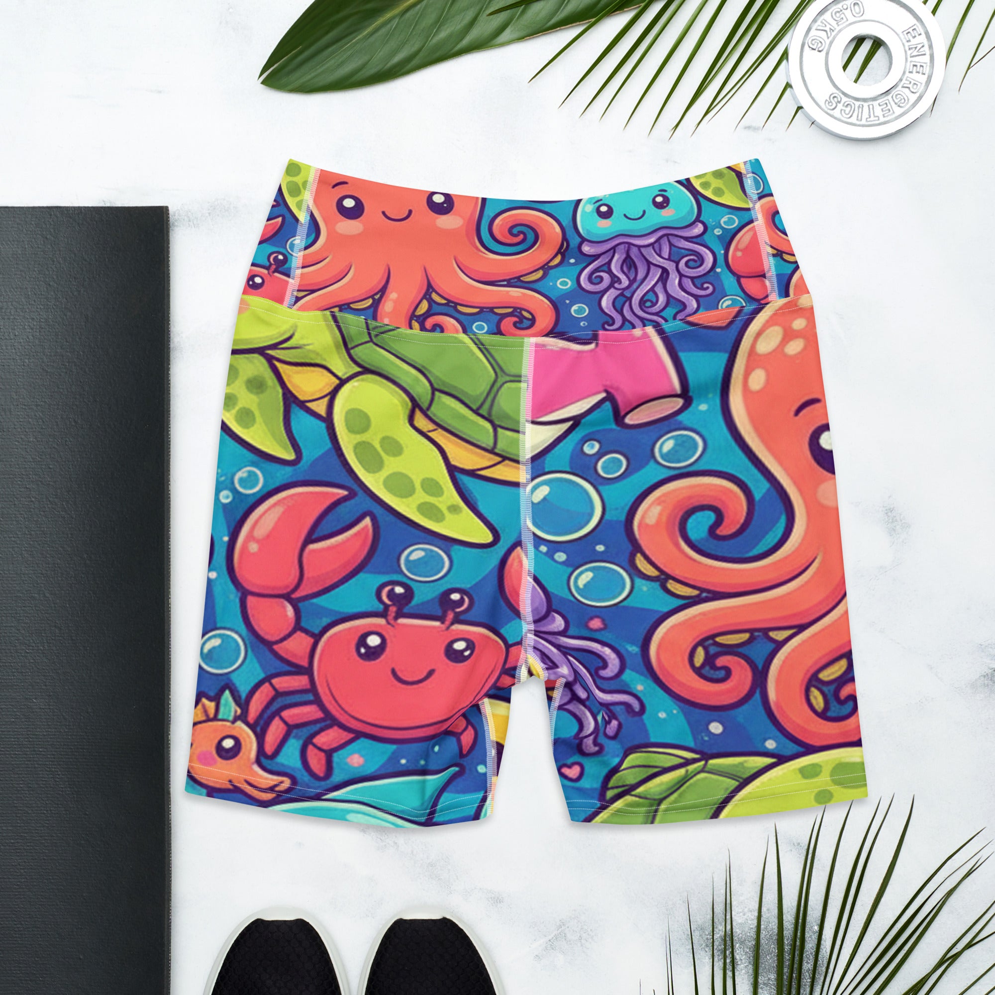 Vibrant Under the Sea Yoga Shorts | GearBunch