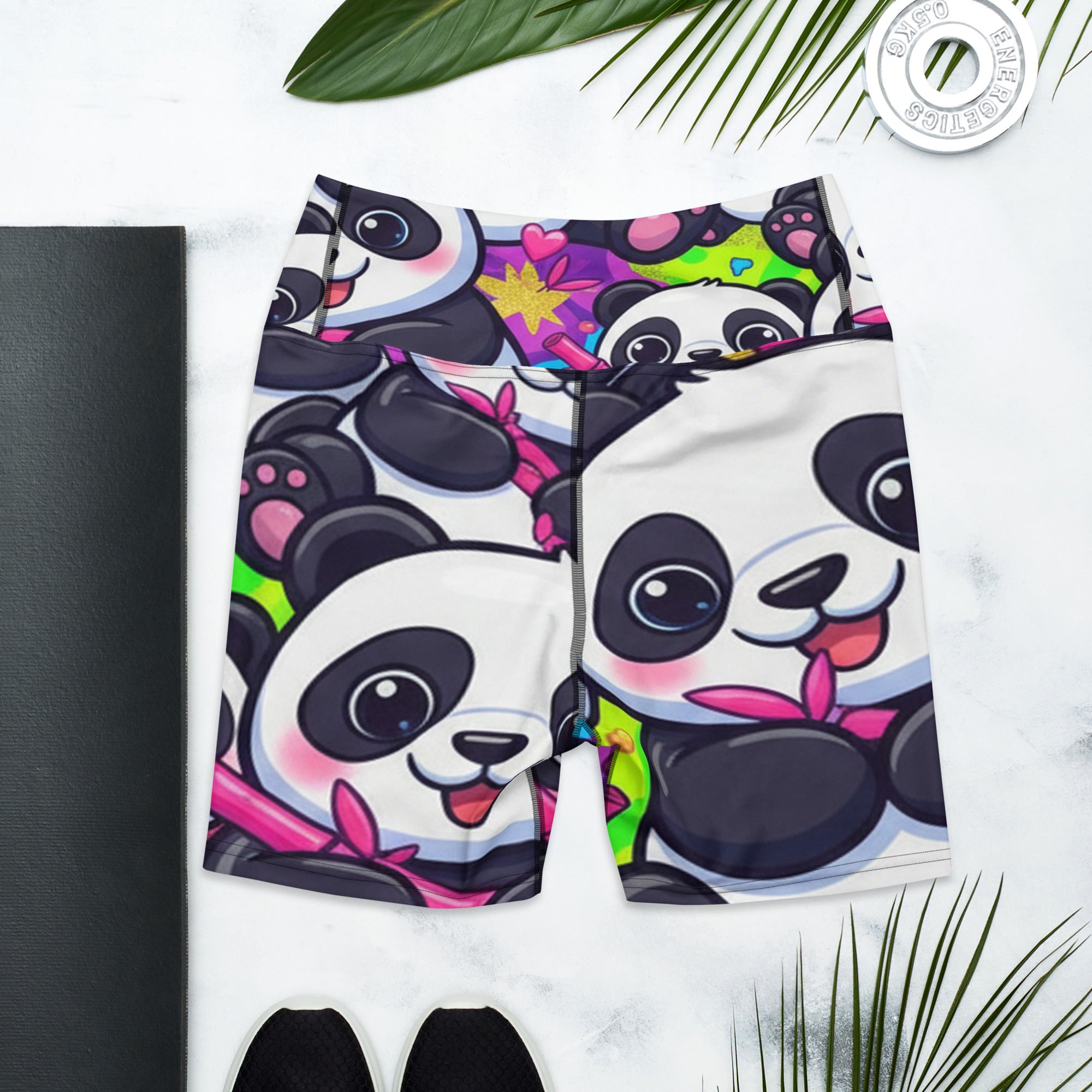 Vibrant Panda Party Yoga Shorts | GearBunch