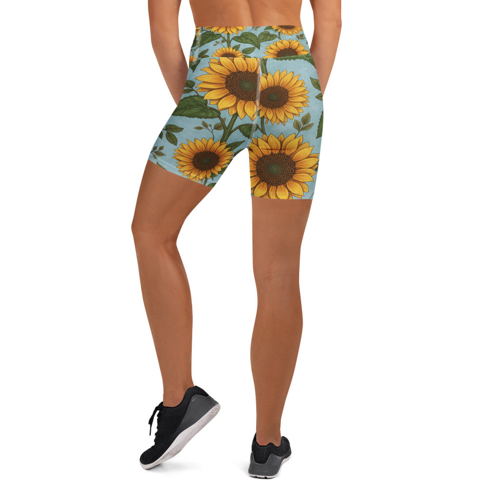 Sunflower Fields Yoga Shorts | GearBunch