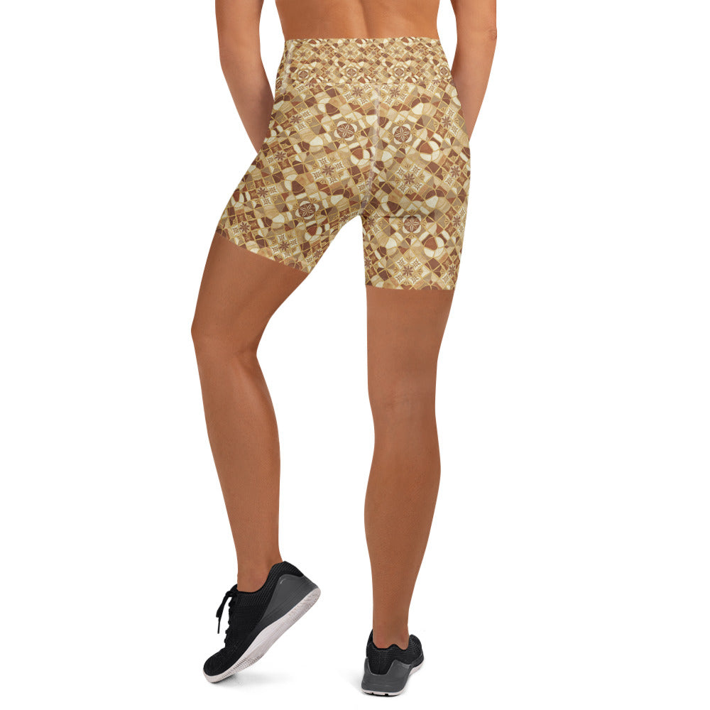 Jerusalem Stone Mosaic Yoga Shorts | GearBunch