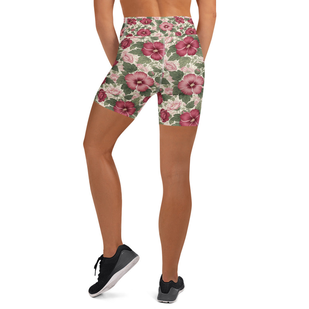 Rose of Sharon Yoga Shorts | GearBunch