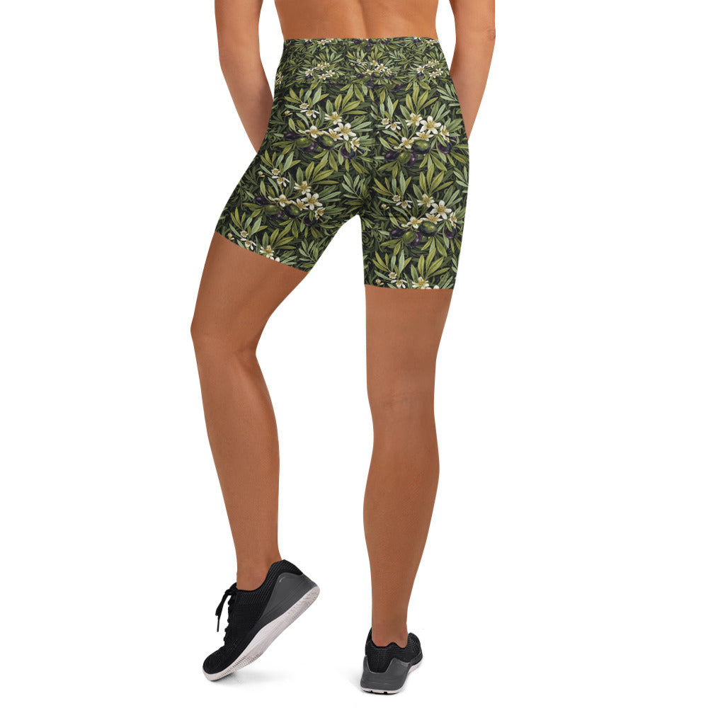 Olive Branch Botanical Yoga Shorts | GearBunch